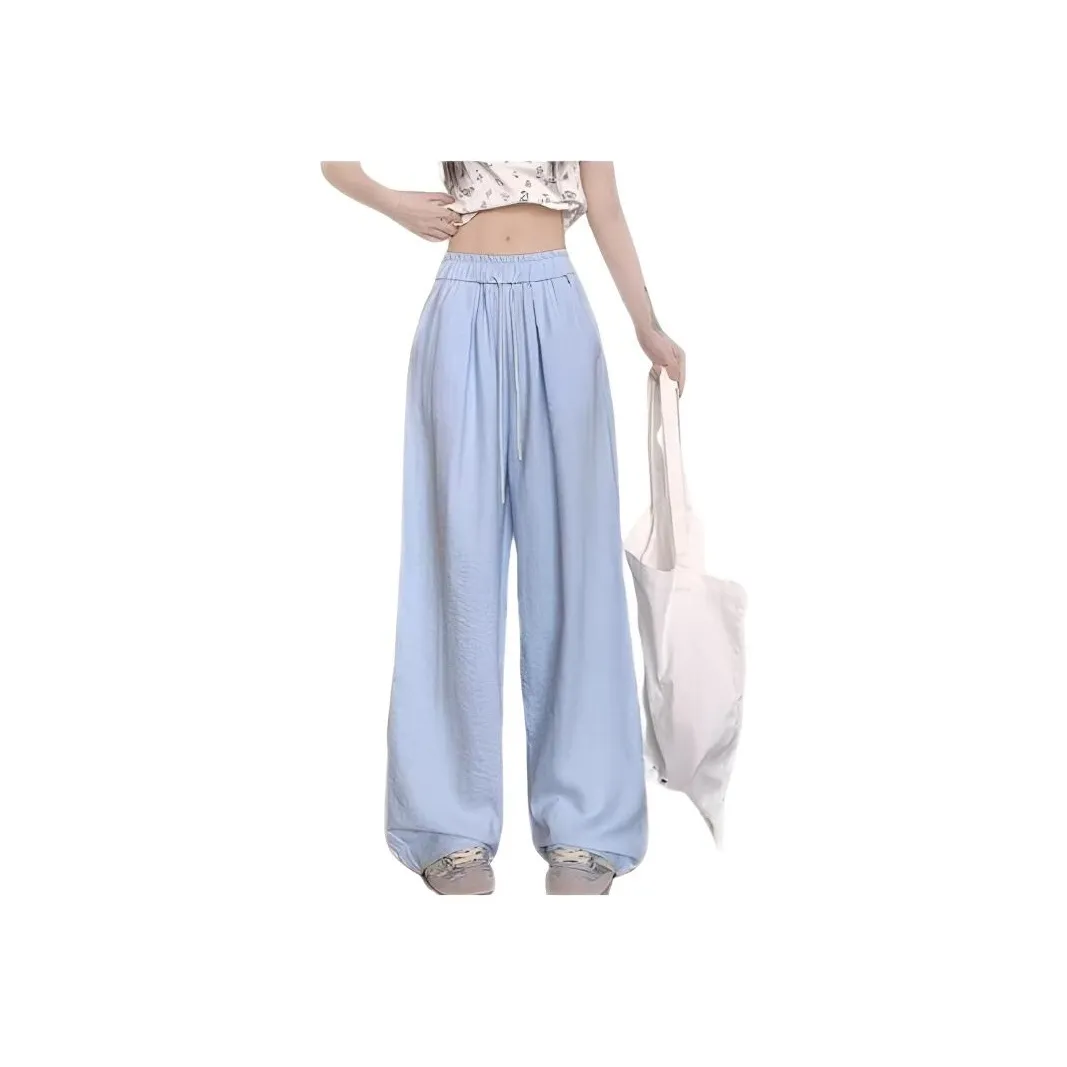 TONYBEAR Однотонный Шнур Широкие брюки Комбинезон Брюки прямого кроя Для Женщин Минималистский стиль Женские