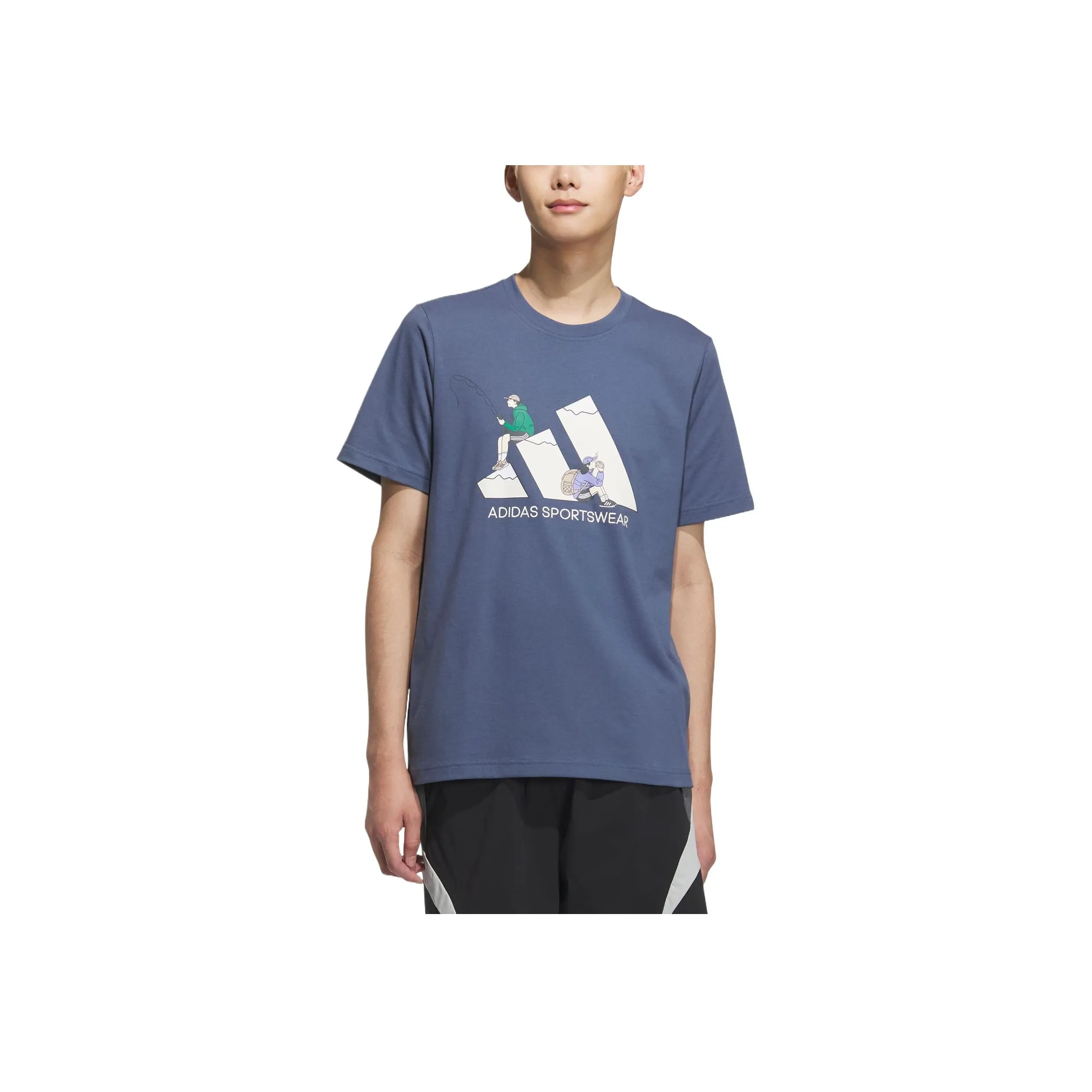 Adidas GRAPHIC SHORT SLEEVE T SHIRT T Shirt Men's Gray Blue