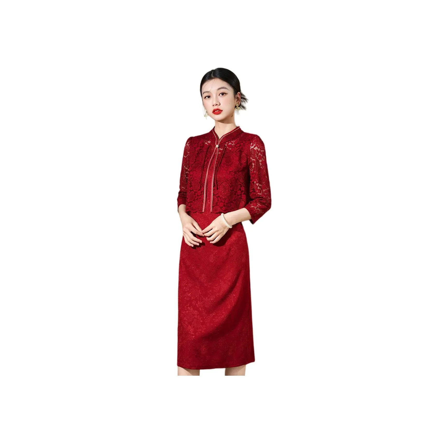 Mylan Early Autumn Long Sleeved Dress Women's Red