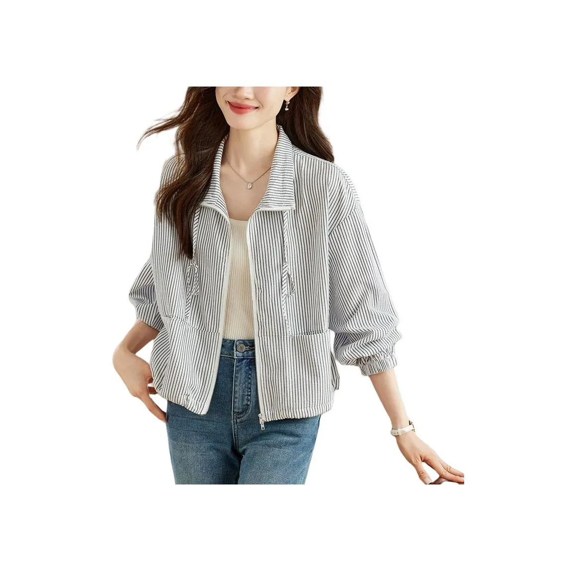PEIMENG Белые Полосы Женские Рубашки