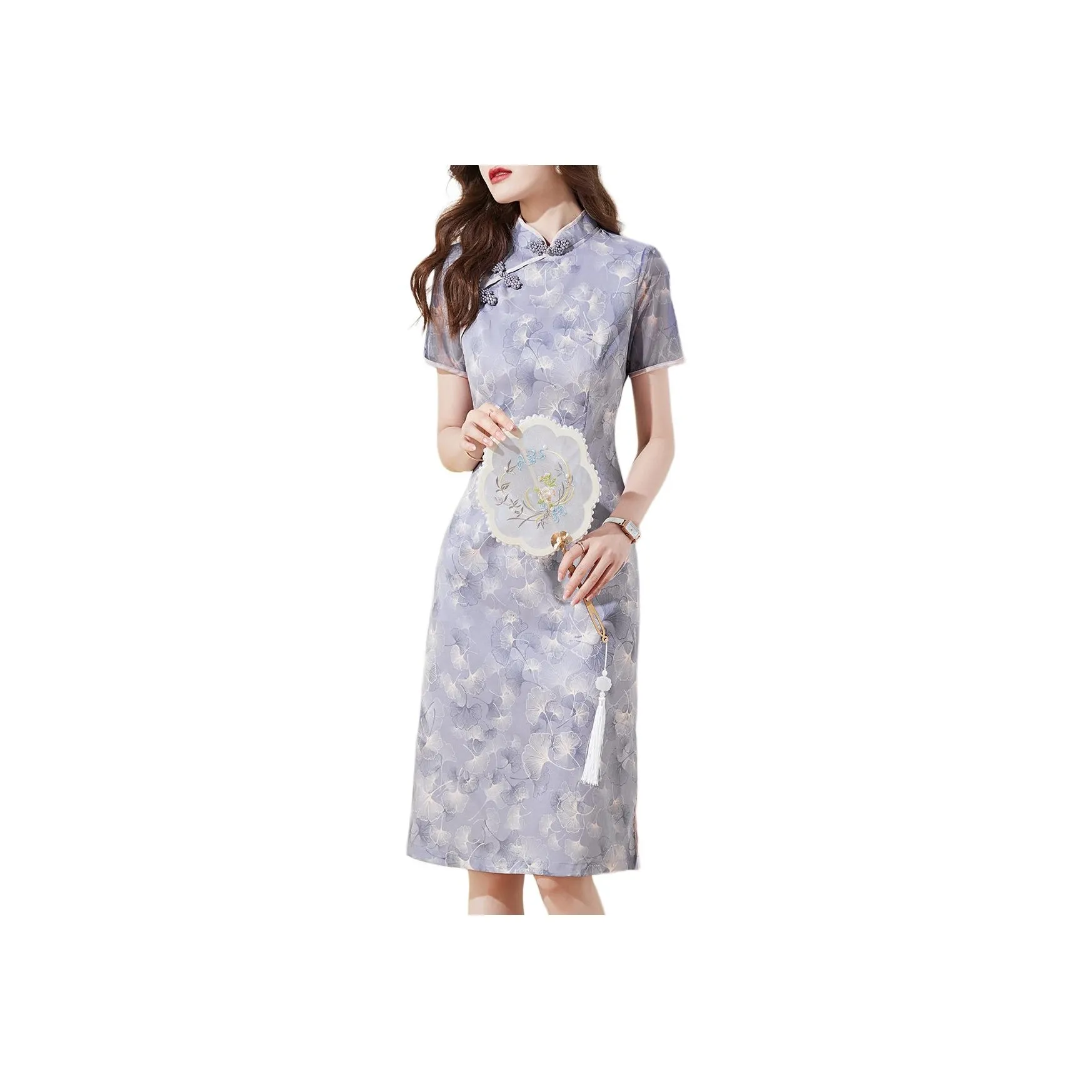 Mo Han Yi Mei Short Sleeved Dress Women's Purple