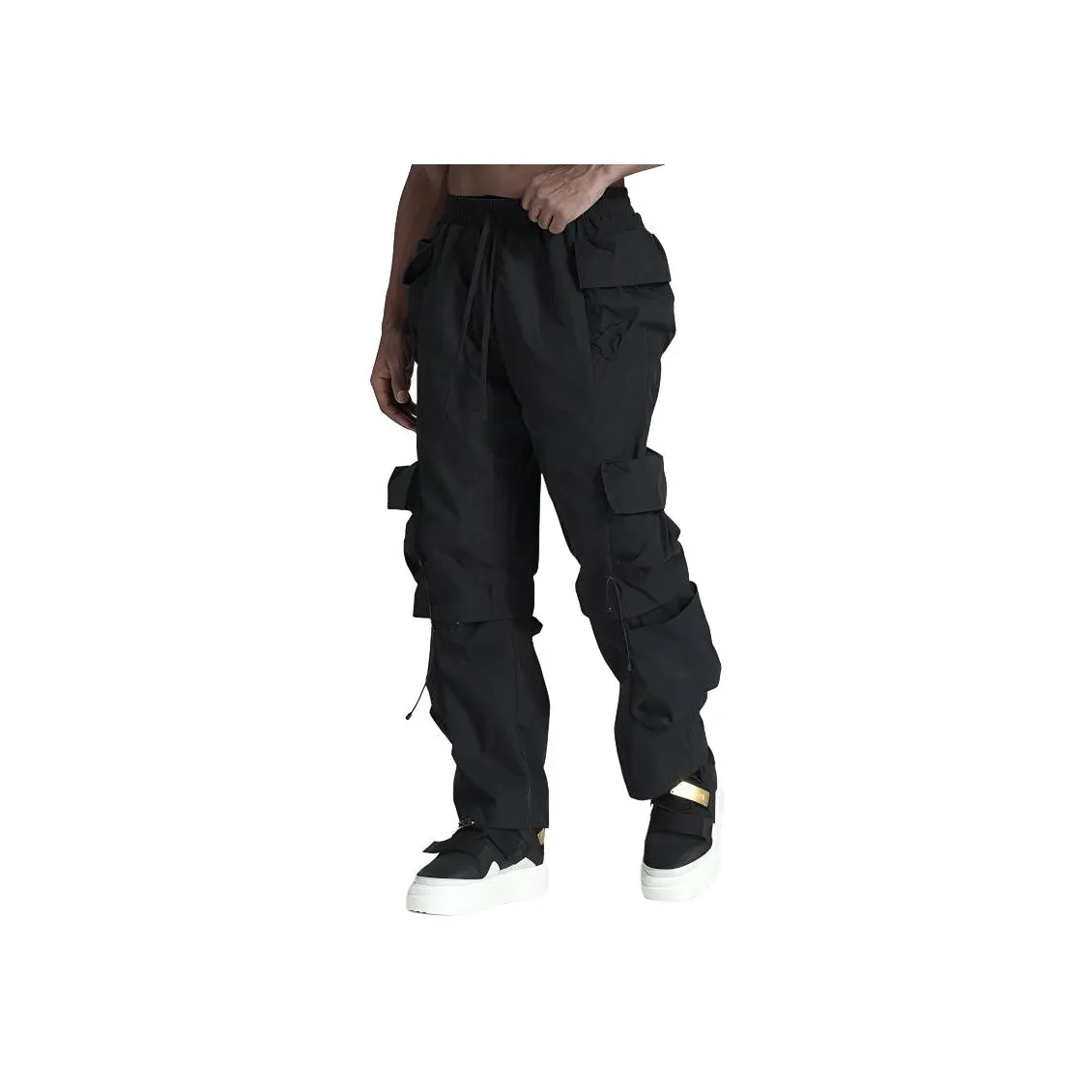 NORVINCY American Streetwear Gothic Patchwork Urban Techwear Casual Pants Unisex Black