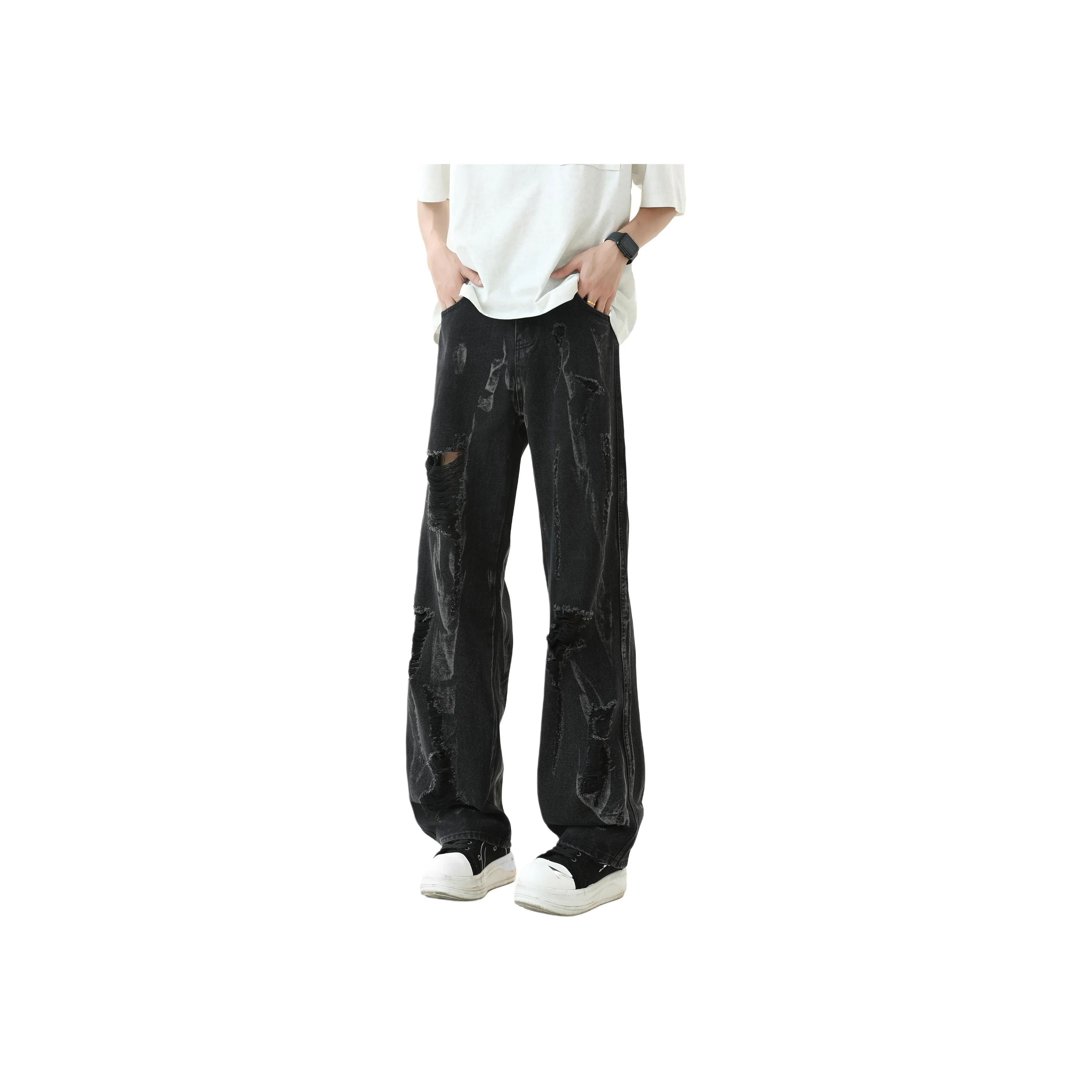 Menglaini Jeans Unisex Black