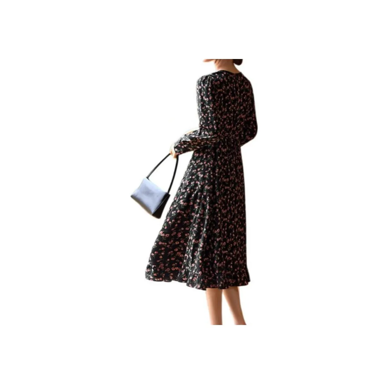 XWI Long Sleeved Dress Women's Black With Pink Multicolor