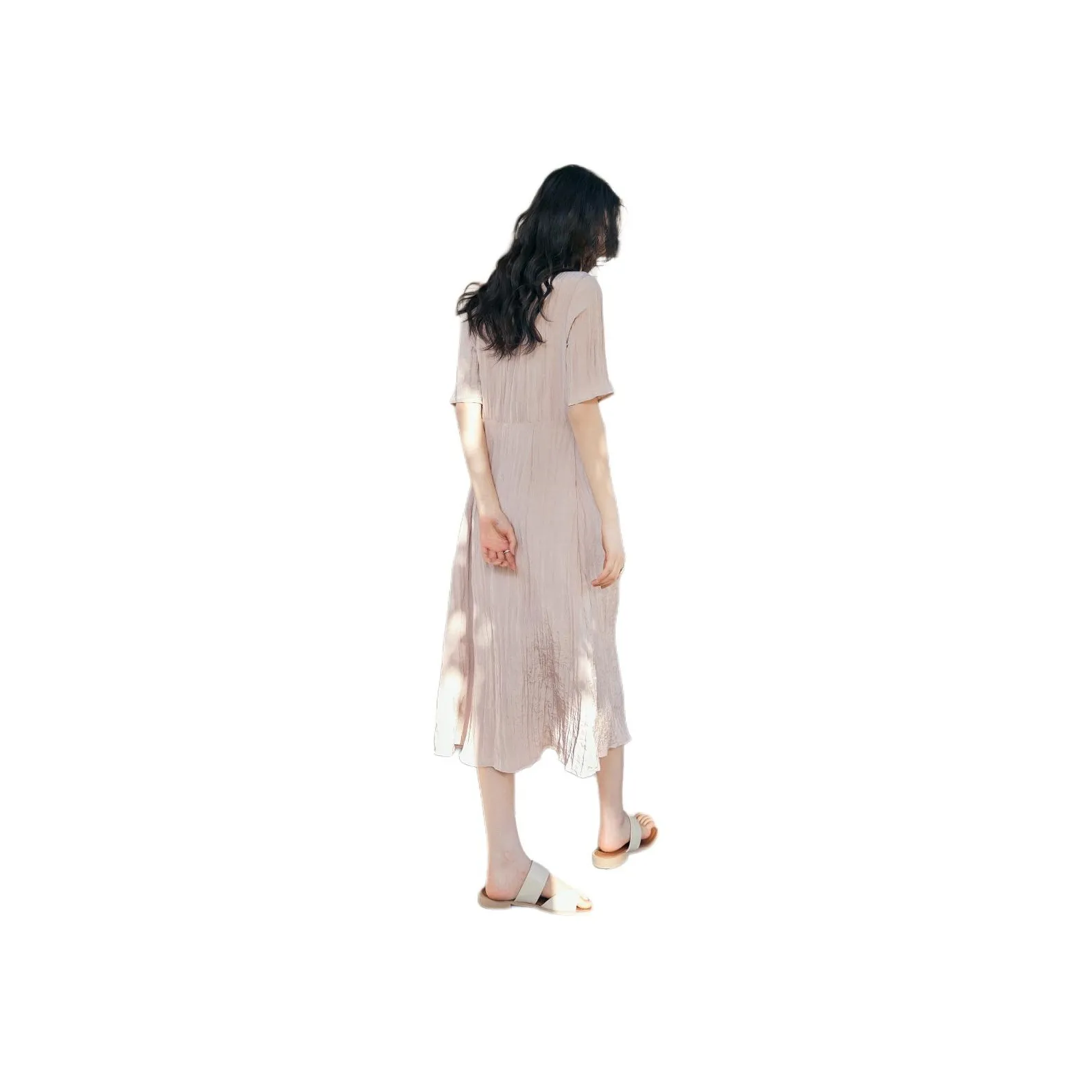 CHUMIAN Short Sleeved Dress Women's Nude Pink