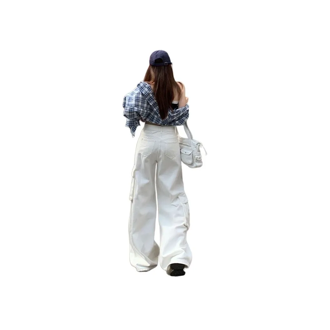 YINLEI Cargo Pants Unisex White