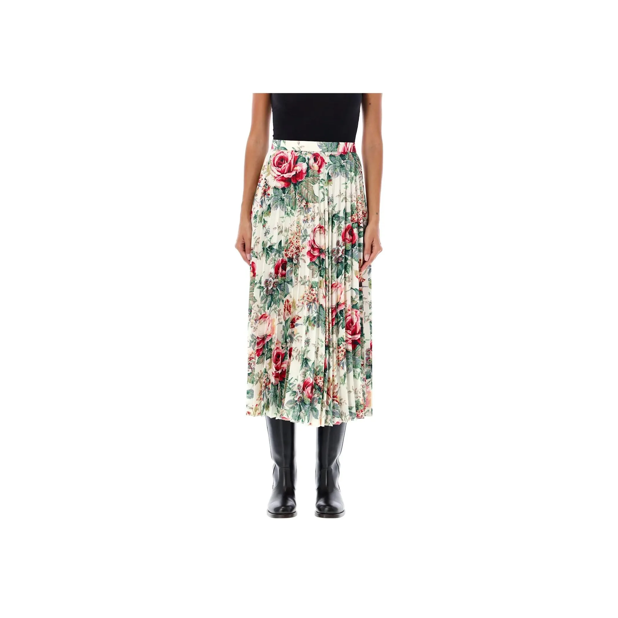 JUNYA WATANABE Flower Printed Pleated Midi Skirt