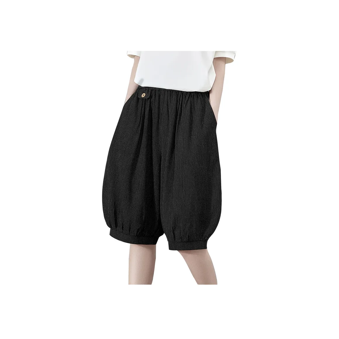 TOUCH Casual Shorts Women's Black Sole With White Stripes