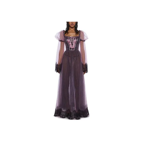 Dolls Kill Розовый/Розовый Женские Длинные Платья с Рукавами