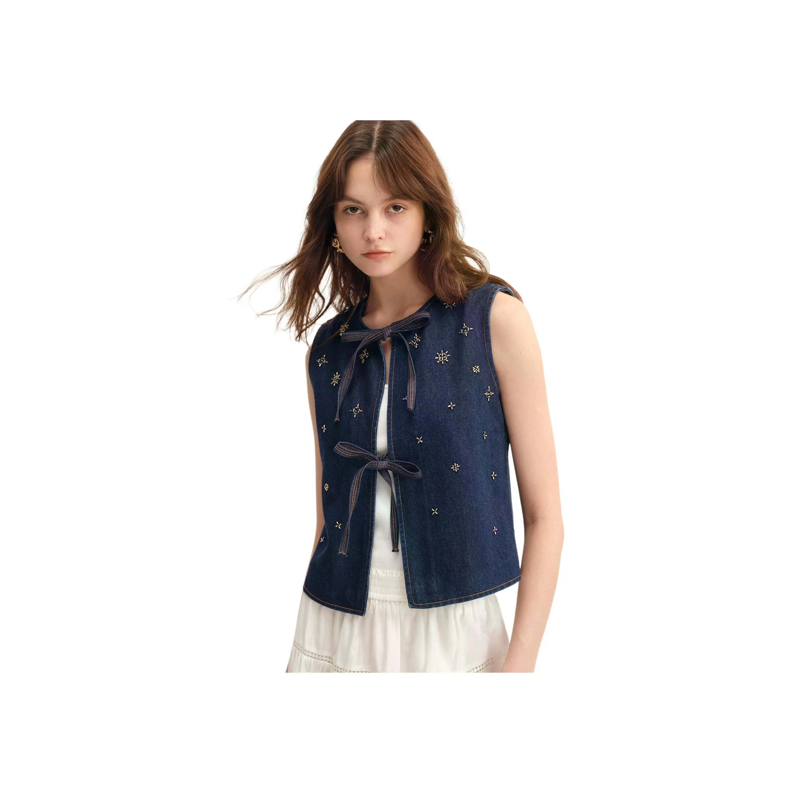 FABRIQUE Индиго Деним Женские Жилеты
