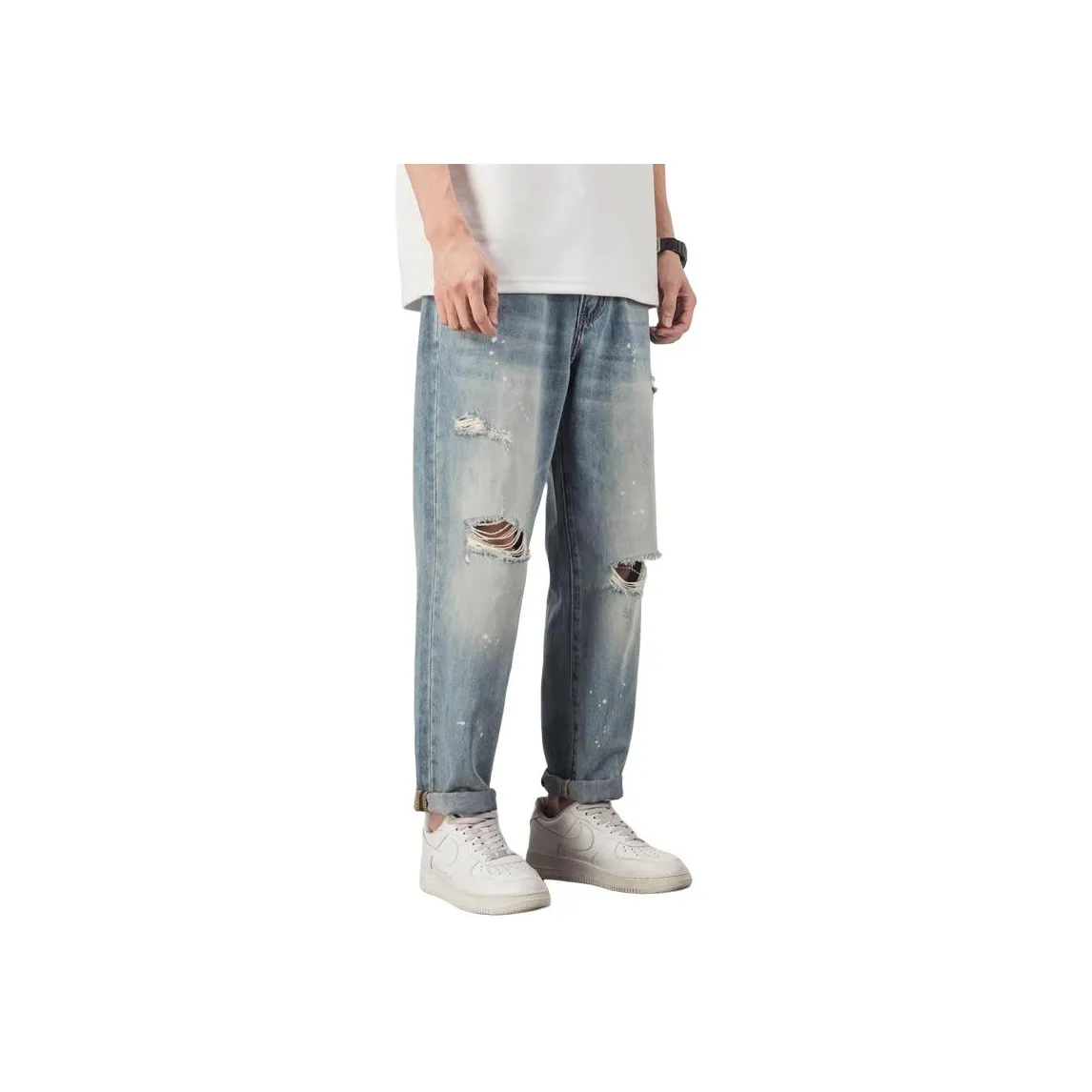 FRALAARRI Светло-синие мужские джинсы