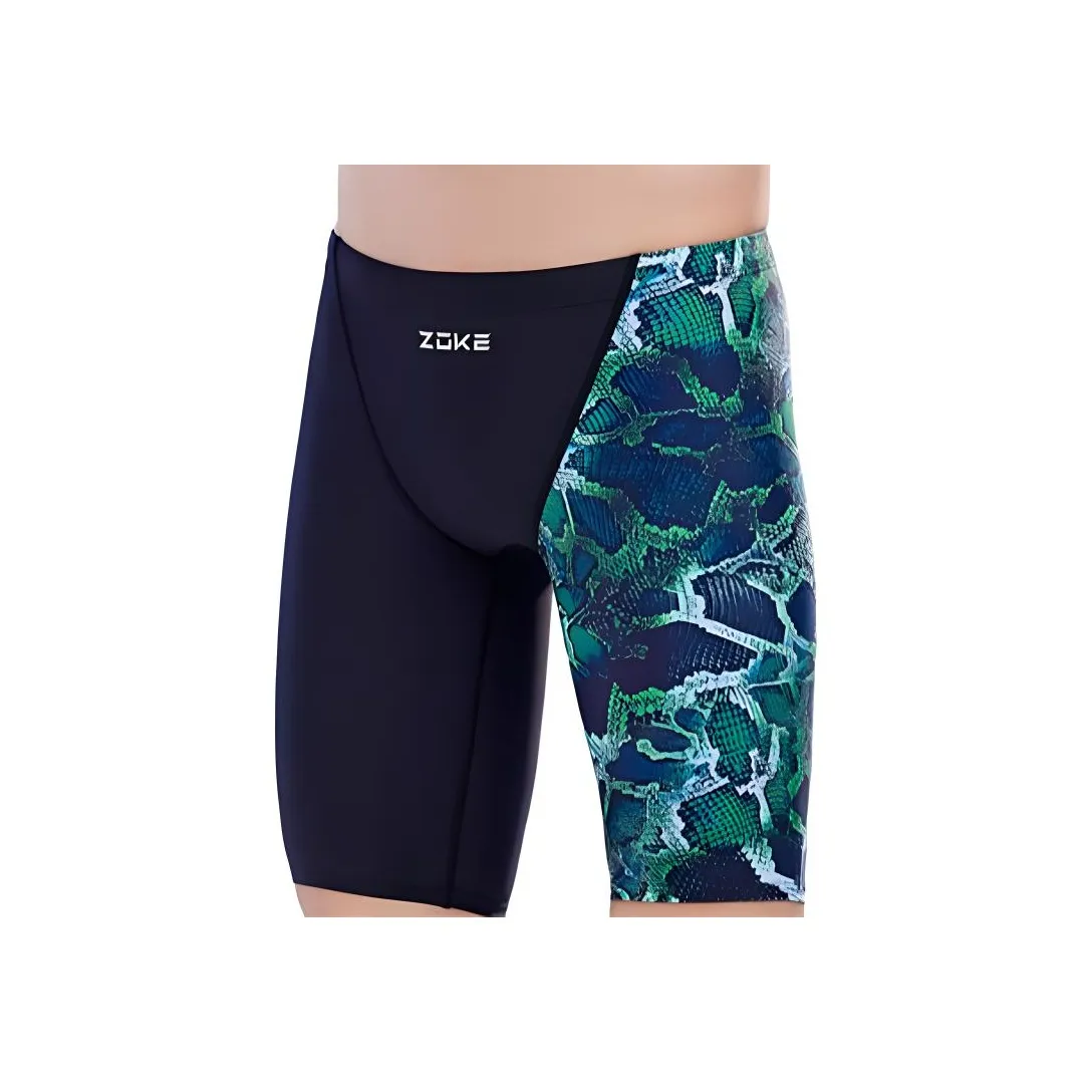ZOKE Men's Swimming Trunks Men's Green Python Print