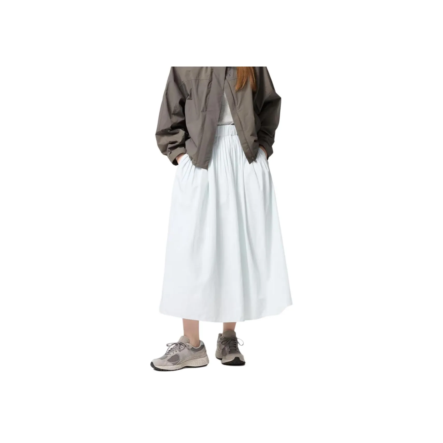 UNIQLO Повседневный Длинный Юбка Женская Светло-Серый