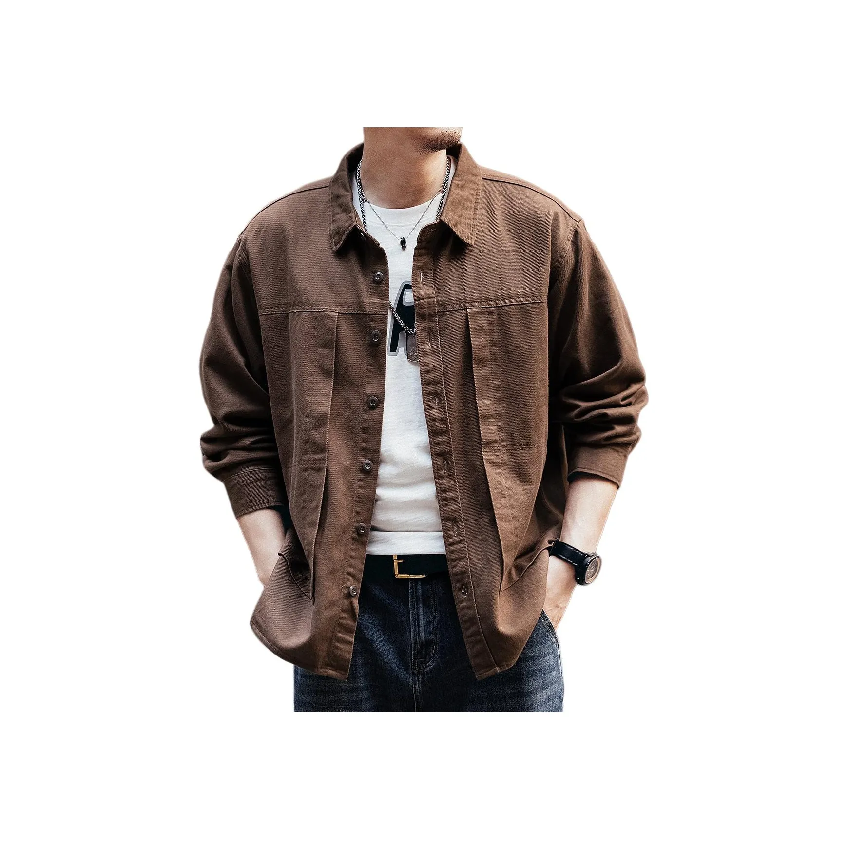 GELANLU Весенний и Осенний Рубашка Свободный крой Унисекс