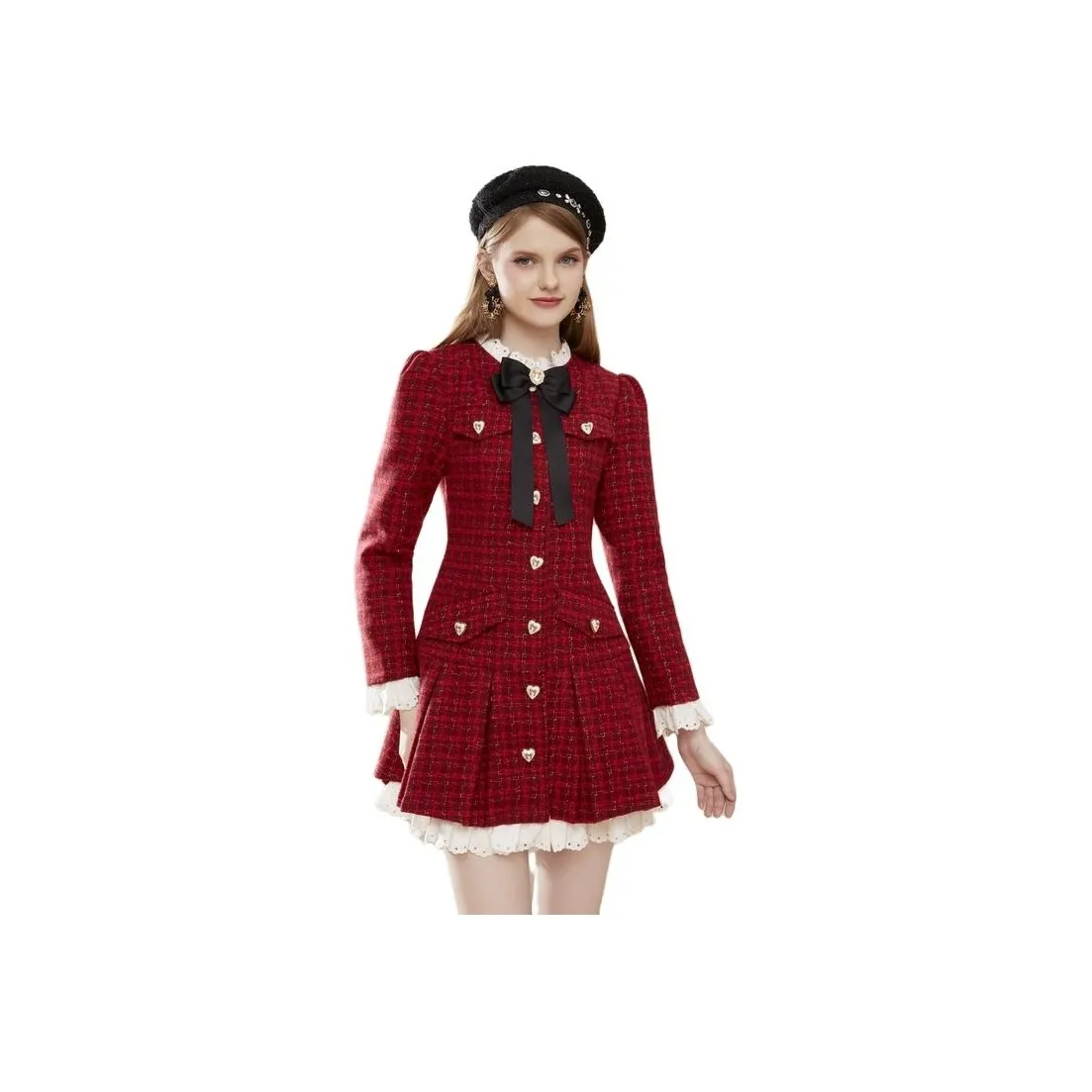 AIVEI Long Sleeved Dress Women's Red