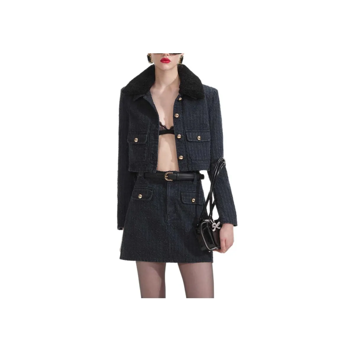Self portrait Textured Denim Jacket