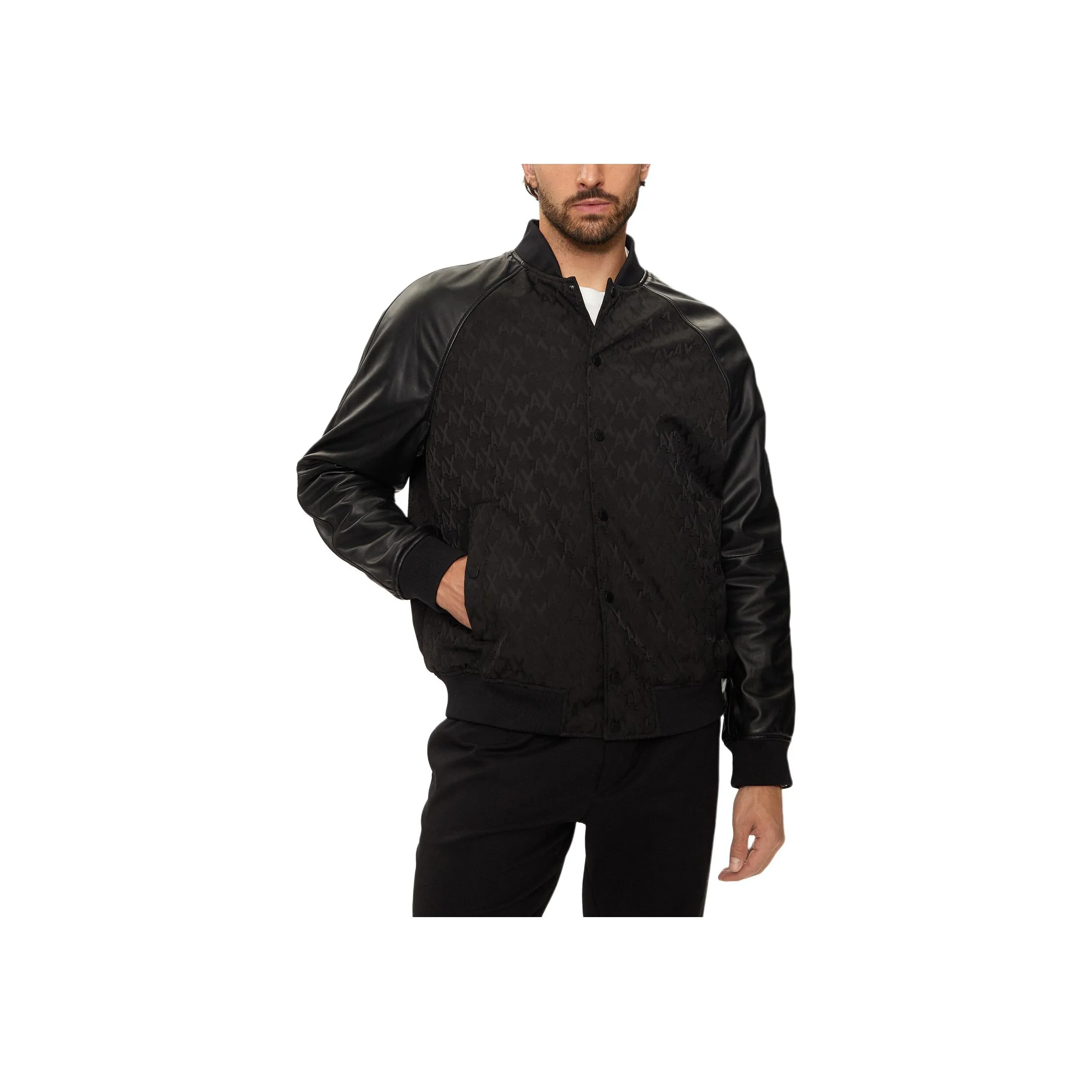 ARMANI EXCHANGEAE Leather Jacket Men's Black