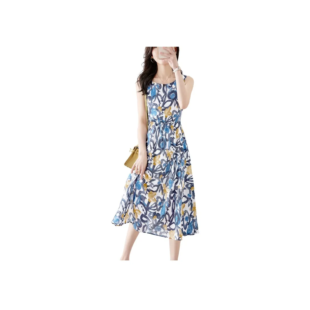 Cypress House Sleeveless Dress Women's Blue Yellow Heather