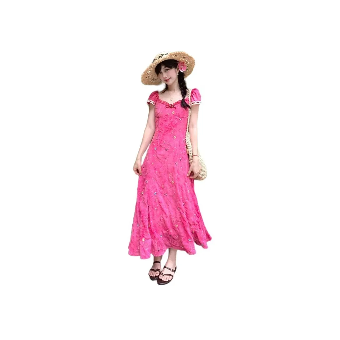 9c collective Розово-красные женские короткие платья с короткими рукавами