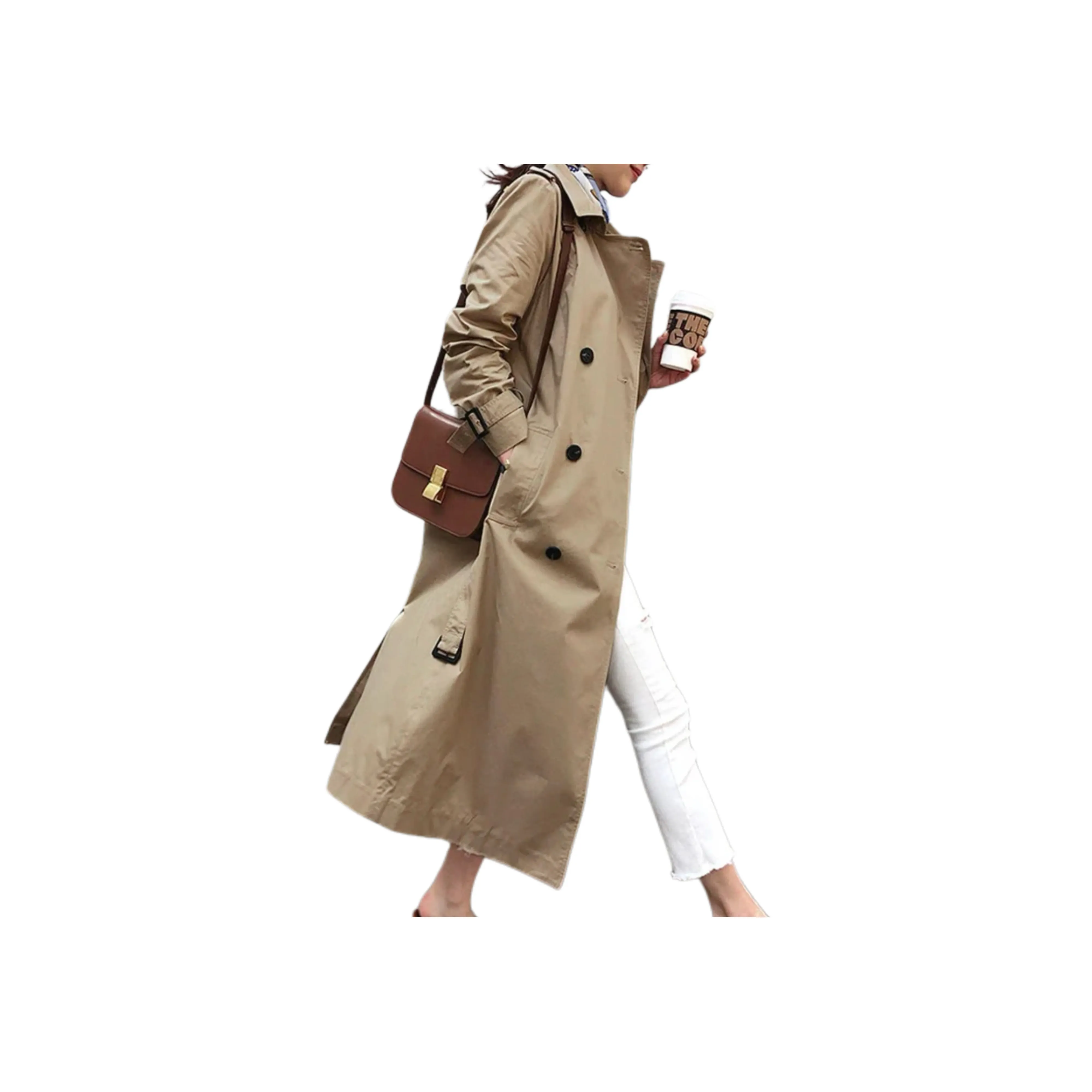 NANING9 Тренчкот Женский Бежевый