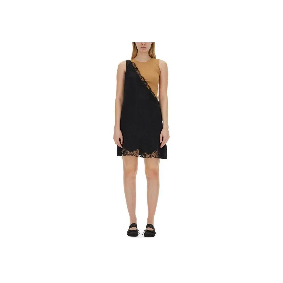 MM6 Maison Margiela One Shoulder Lace Trim Dress