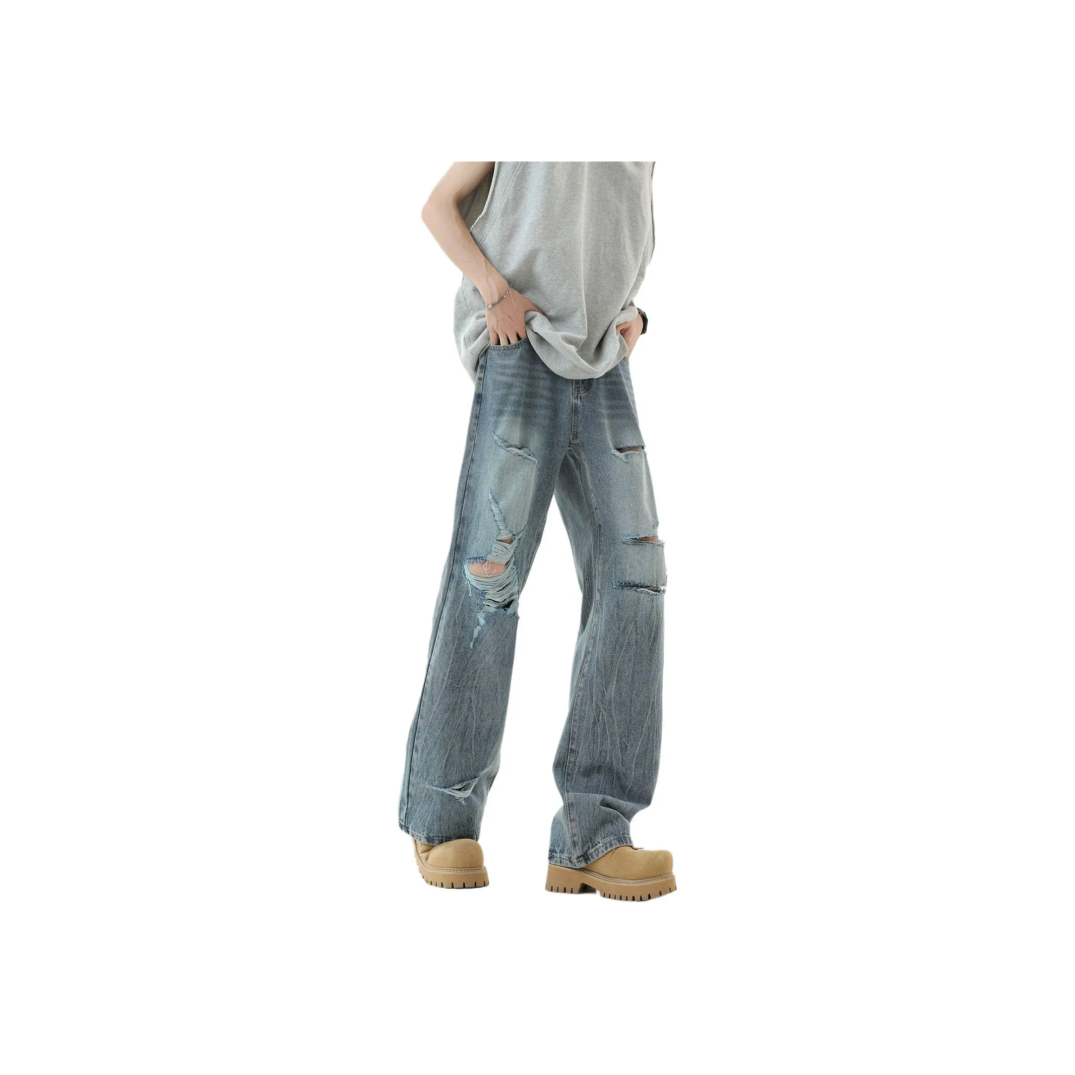 YINLANGSHIJIA Синий Мужской Джинсы