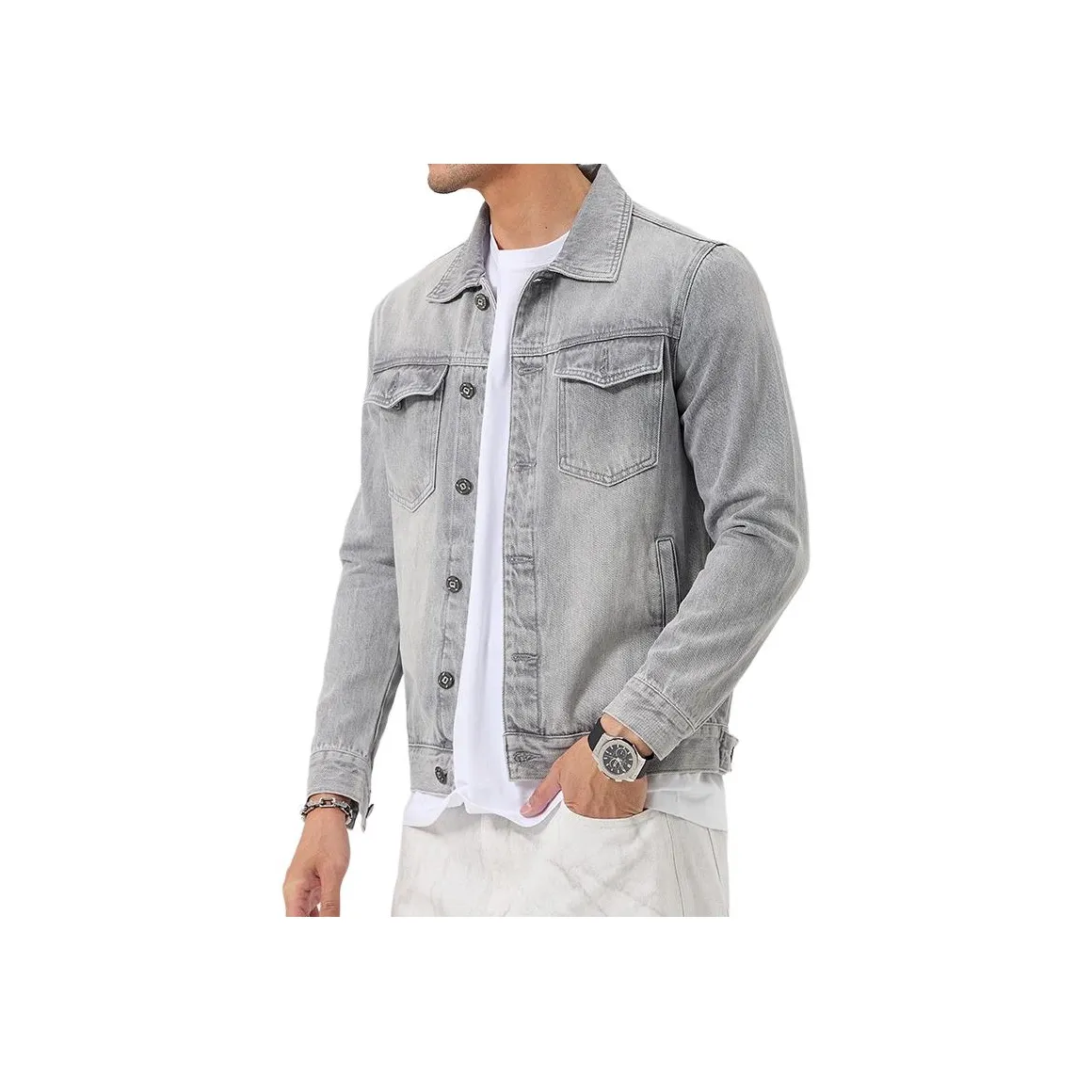 ZENGZHI Denim Jacket Straight Fit Unisex ZENGZHI Деним Куртка Прямой крой Унисекс