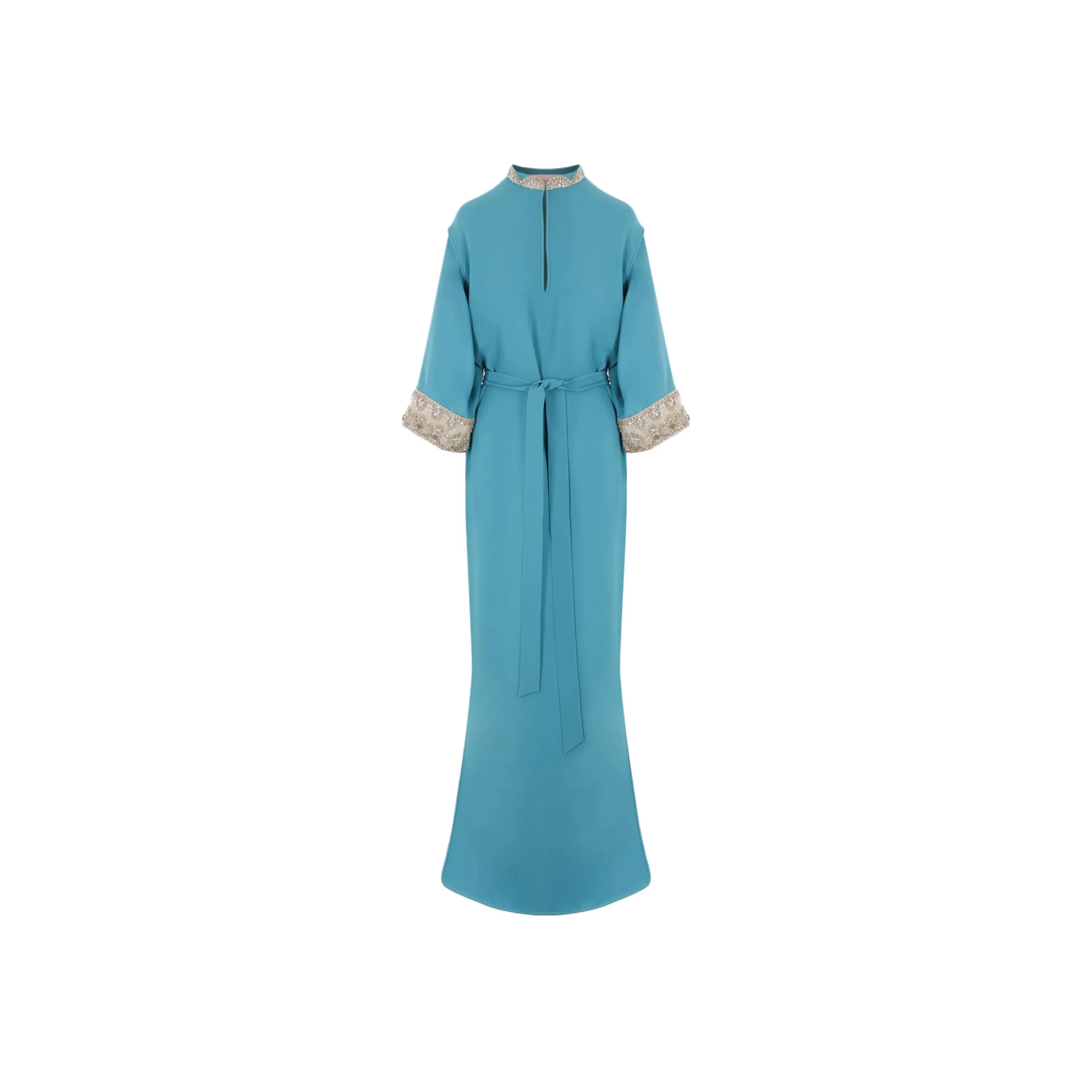 Valentino Embellished Side Slit Belted Dress