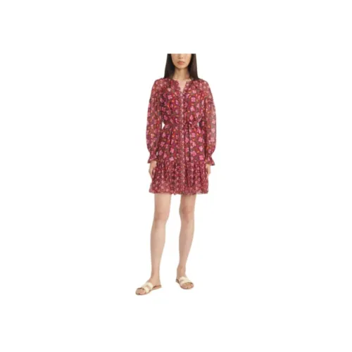 SALONI Red Женские Длинные Платья с Рукавами