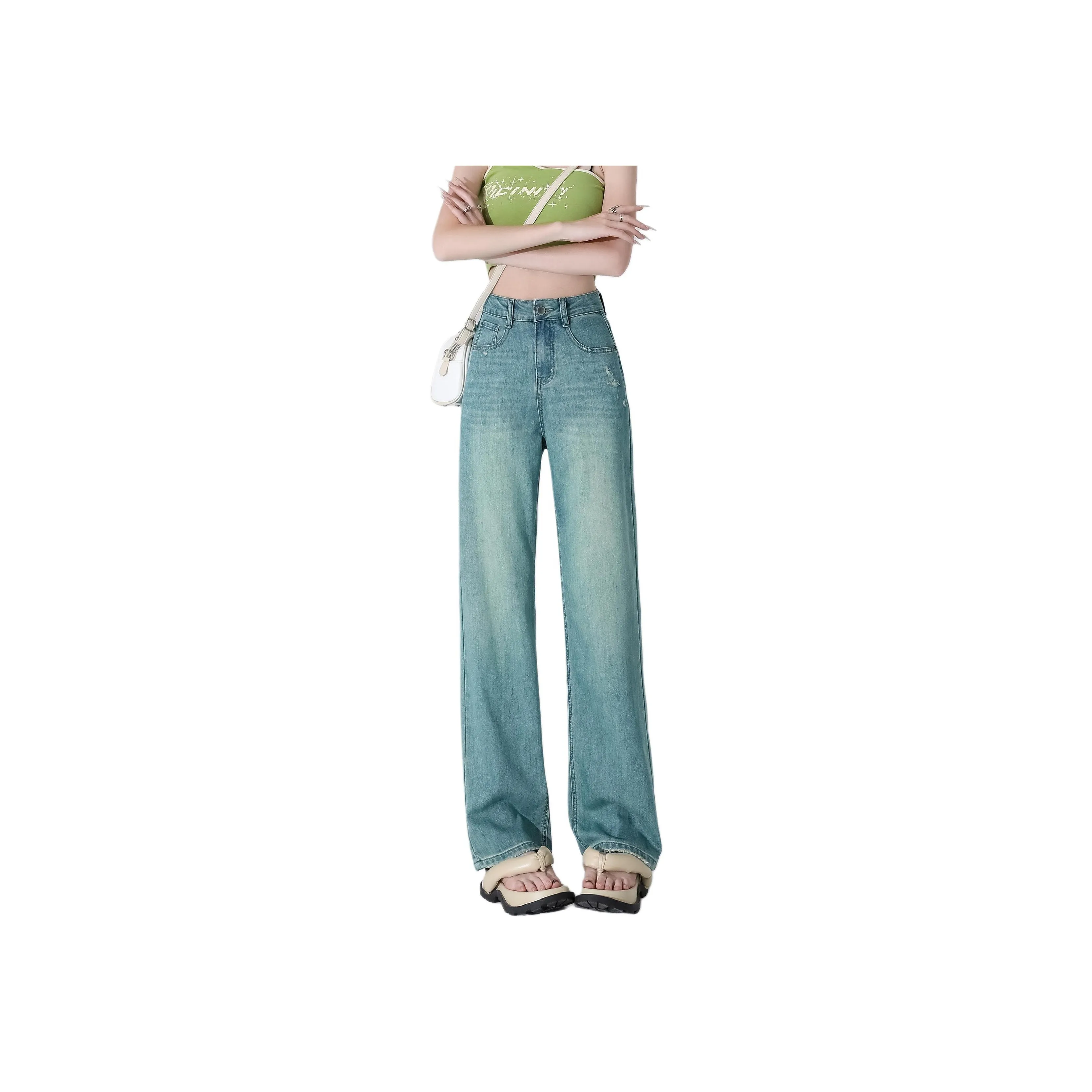 Menglaini Jeans Unisex Jadeite Green