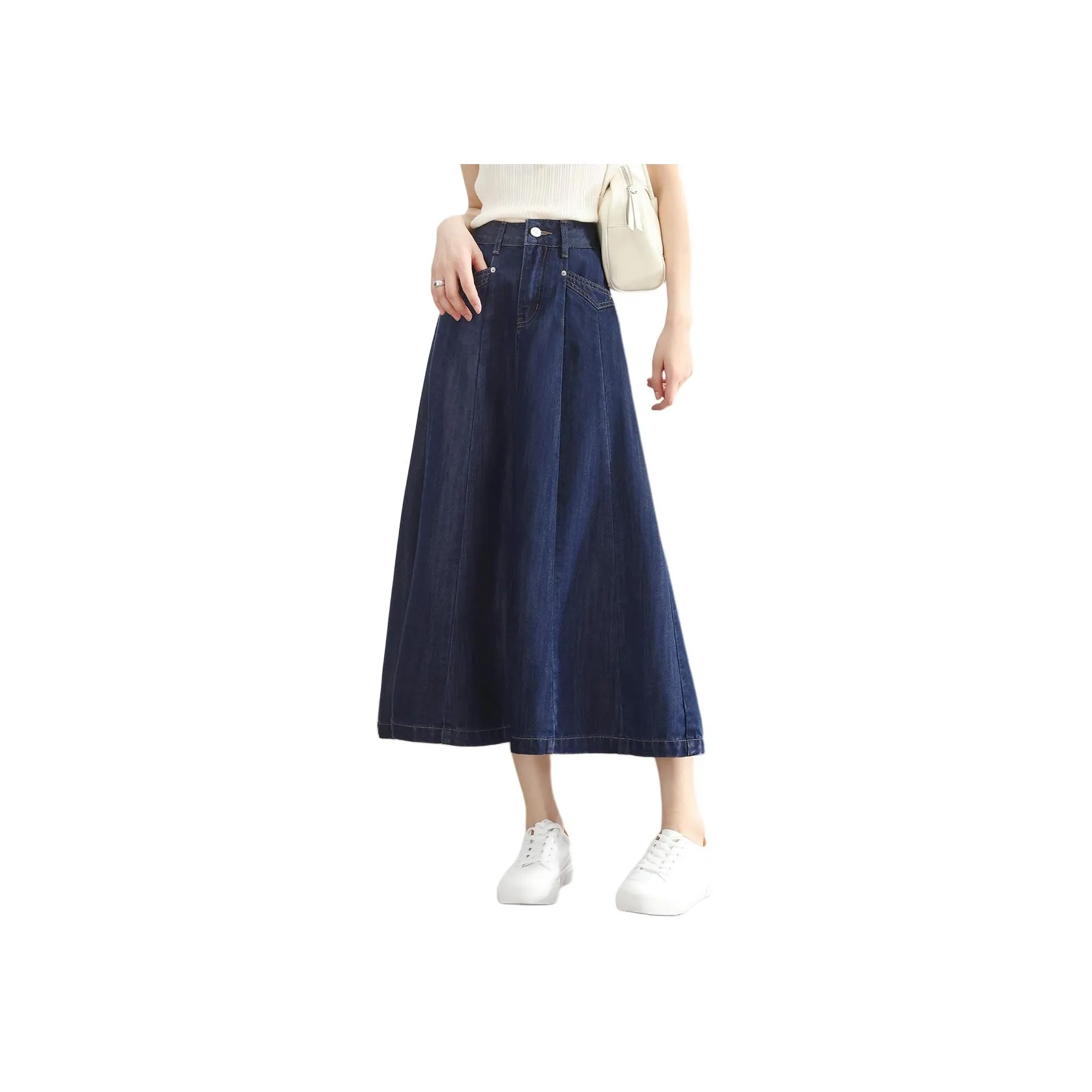 HIPPIEMISS Denim Long Skirt Women's Denim Blue