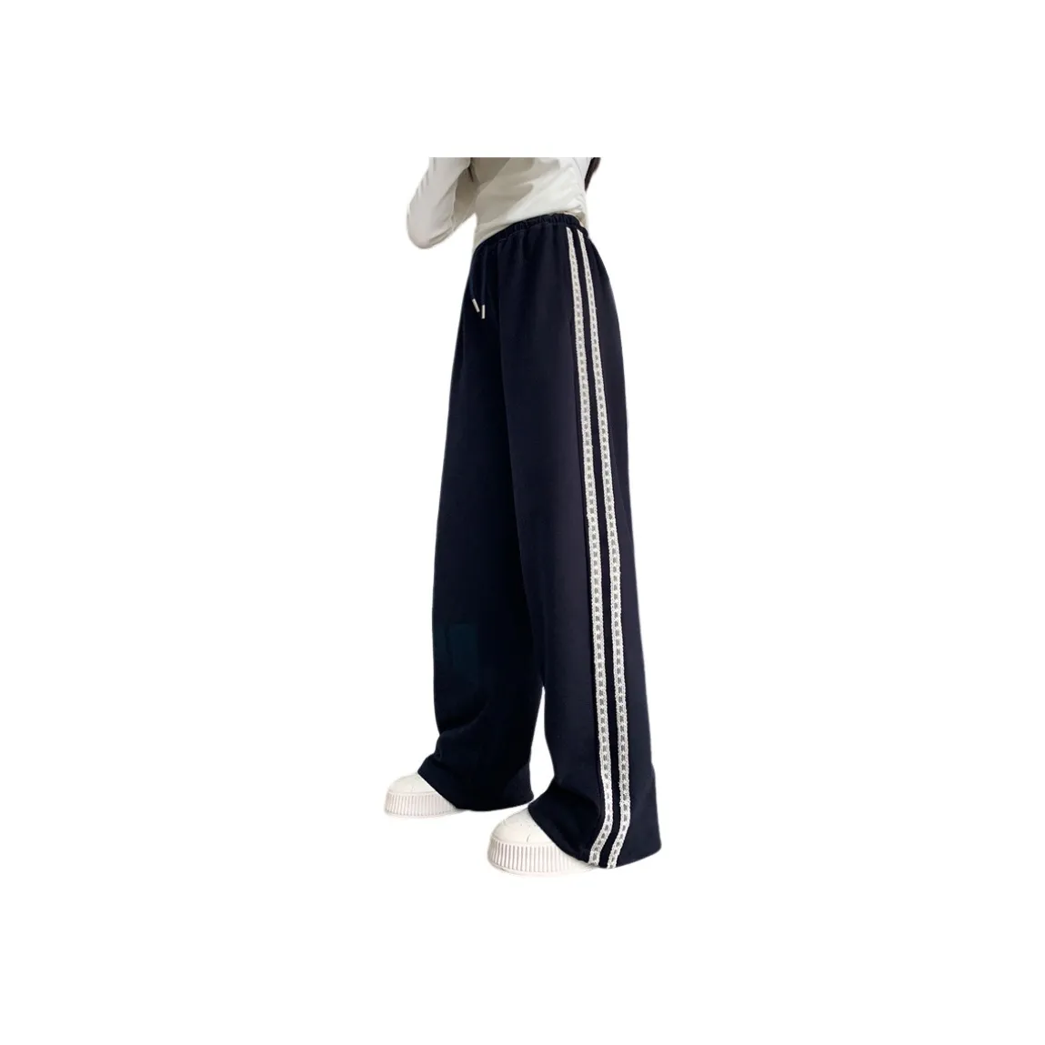 Aisina Темно-синий весенний-осенний школьный возраст вязаные тренировочные брюки