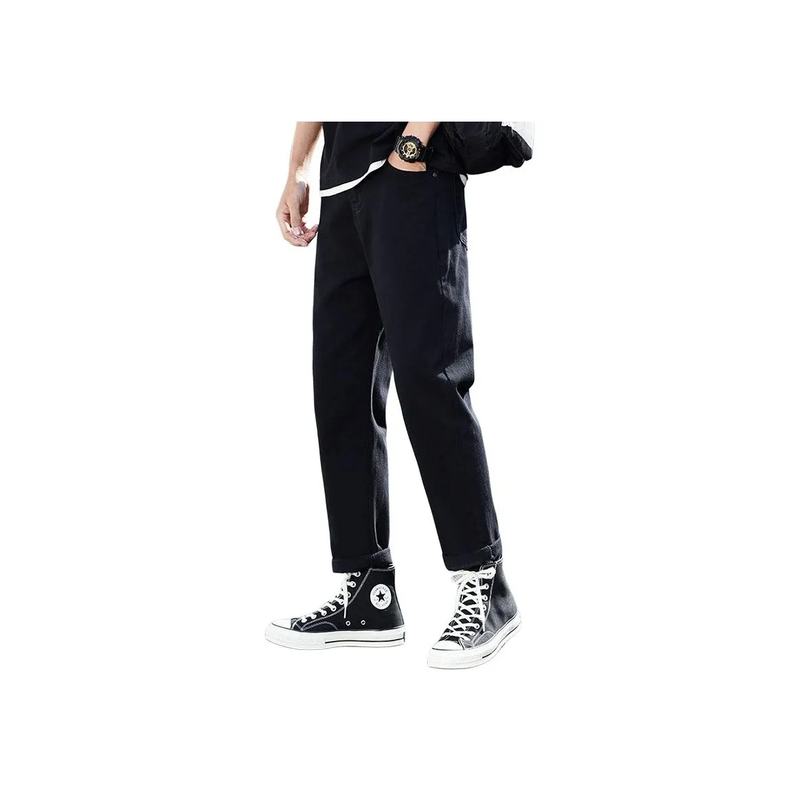 Черный мед укороченные брюки унисекс джинсы