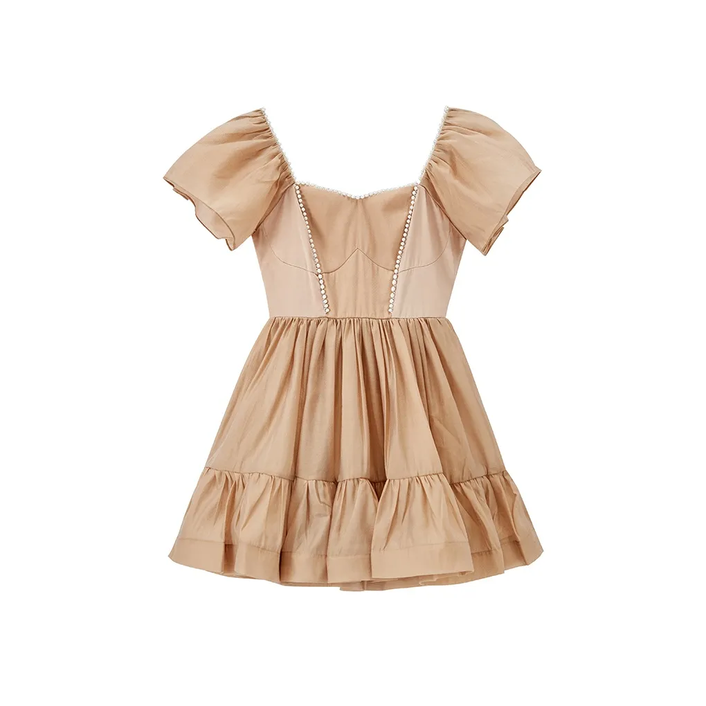 BloominGirls Короткий рукав платье женское абрикосовое