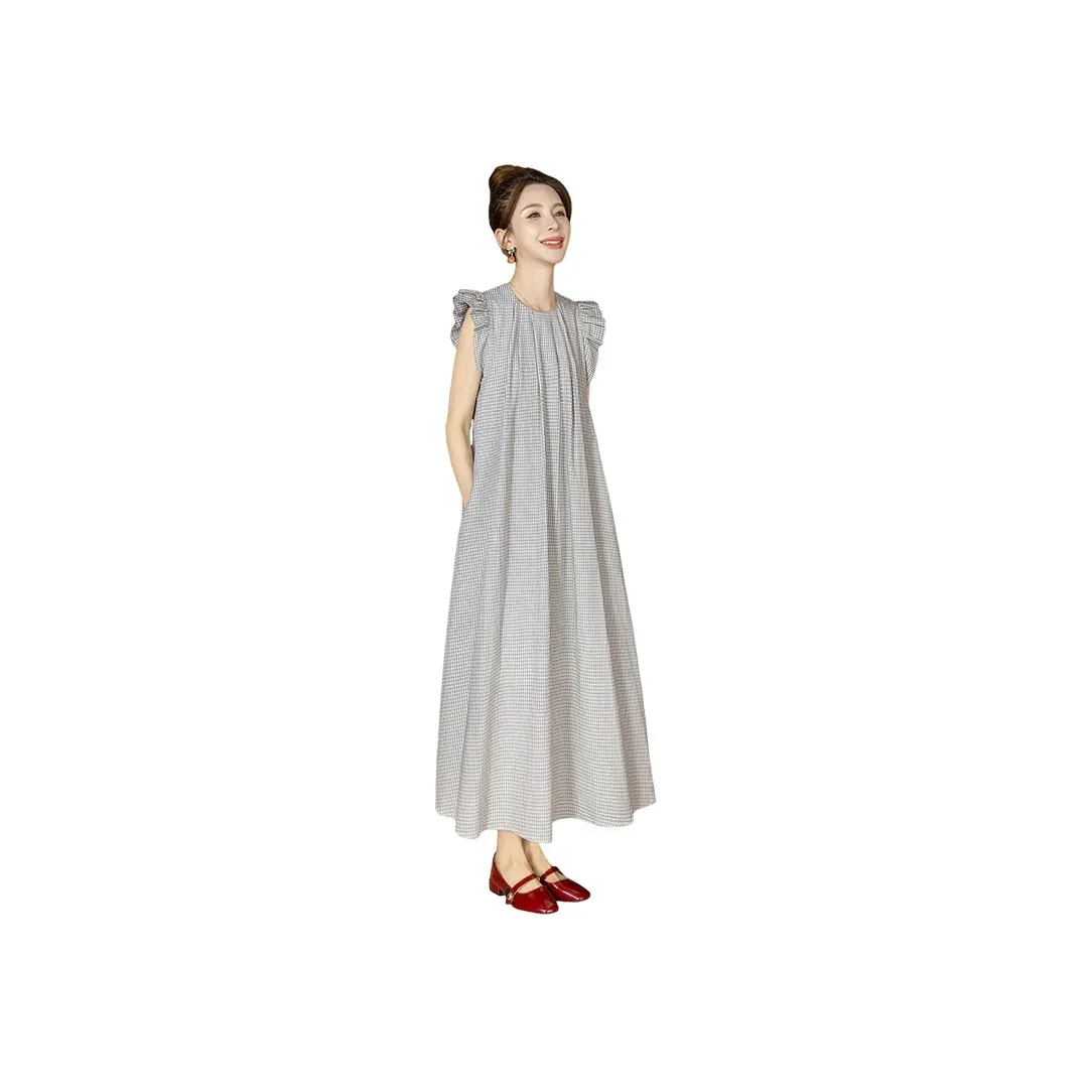 Cypress House Sleeveless Dress Women's White Black Plaid