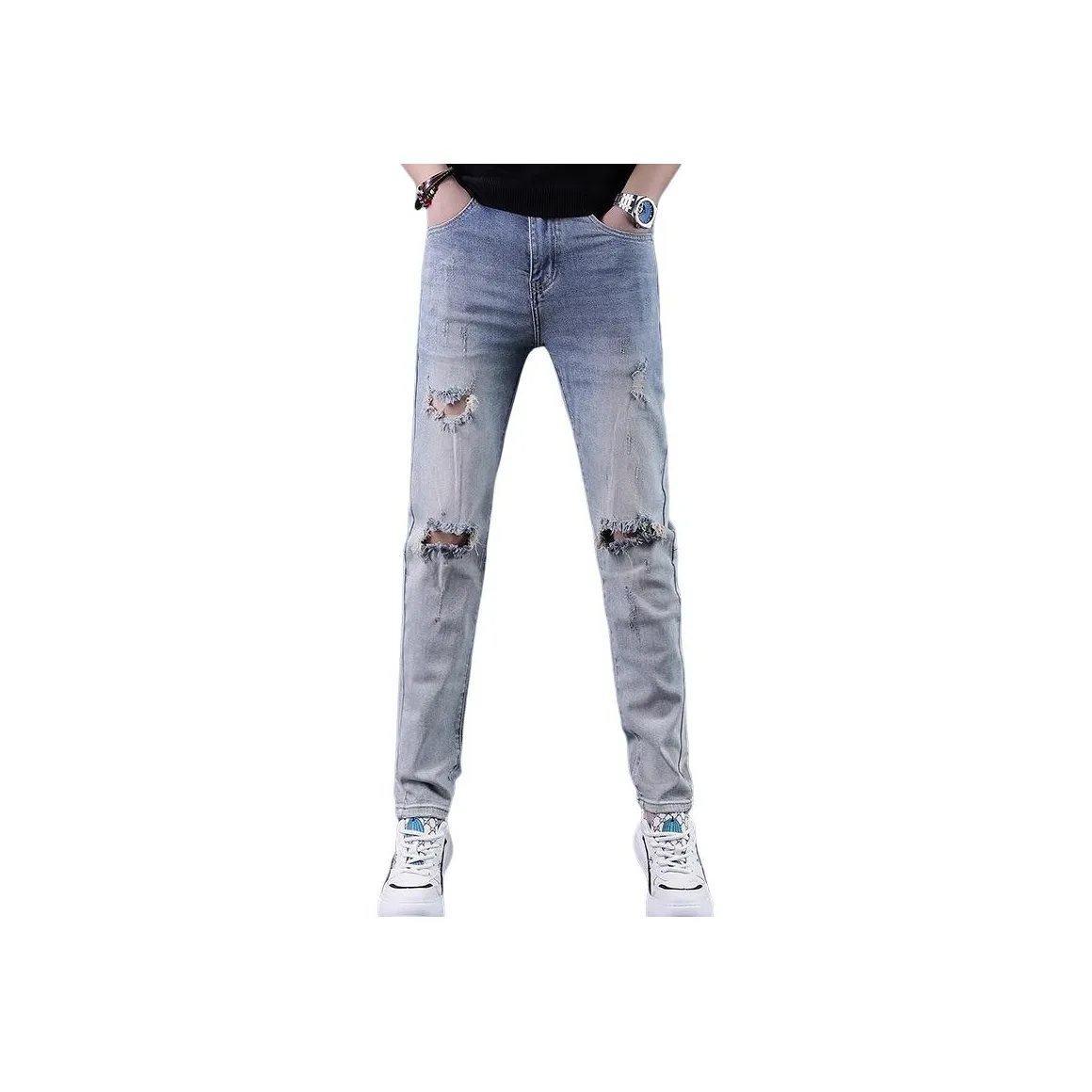 CHENYING Пепельный Синий Мужские Джинсы