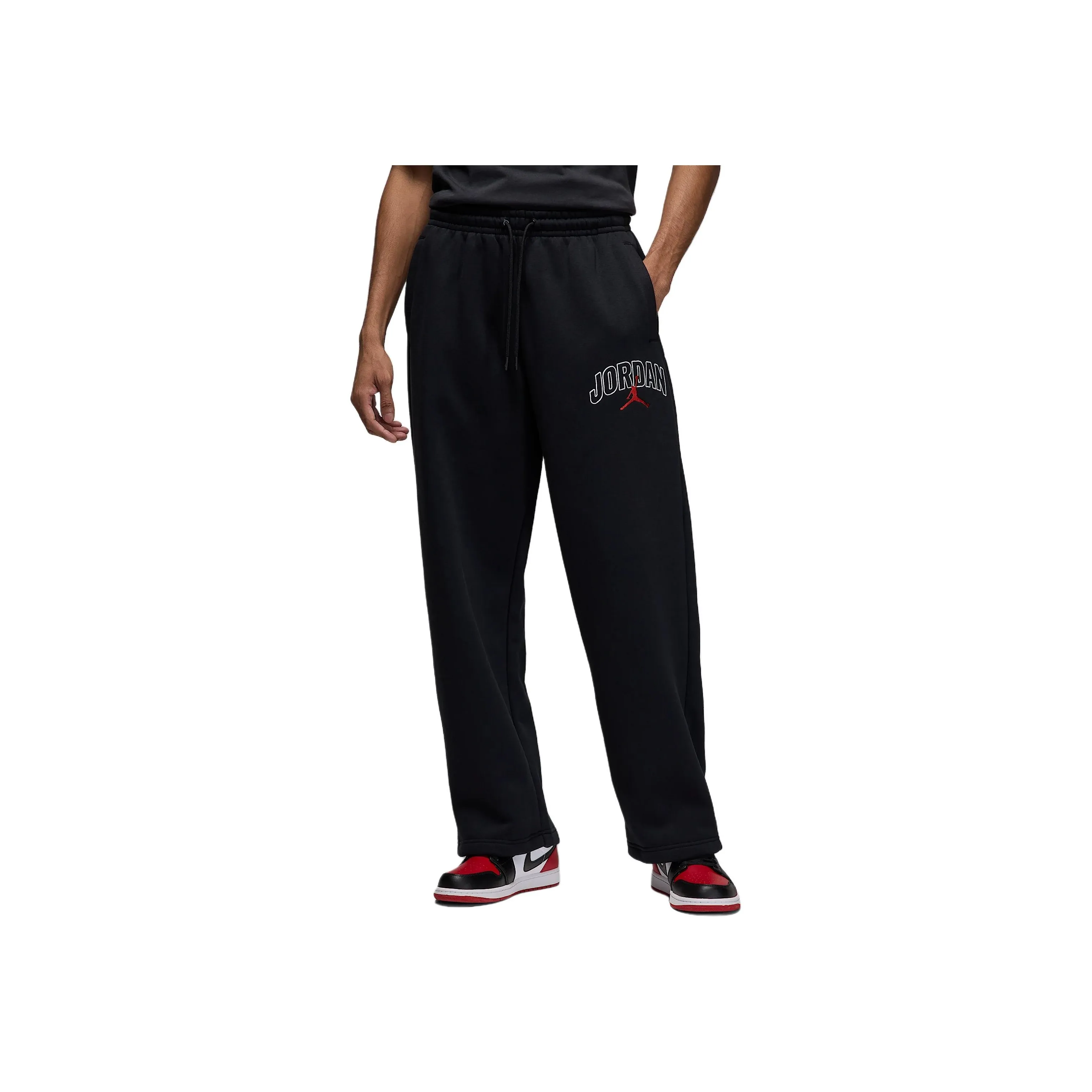 Jordan Brooklyn Fleece Pantalon Oversize À Ourlet Fendu Pour Homme Knitted Sweatpants Men's Black/Gym Red