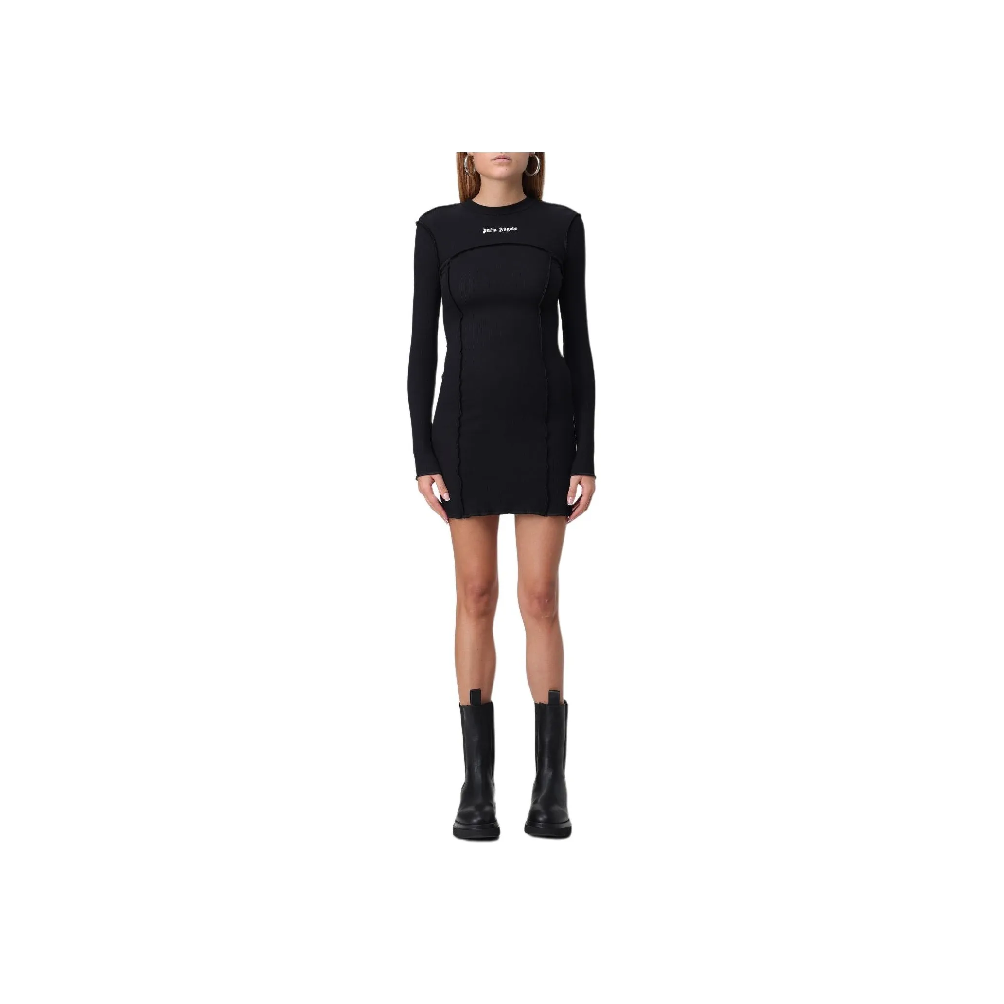PALM ANGELS Logo Ribbed Mini Dress