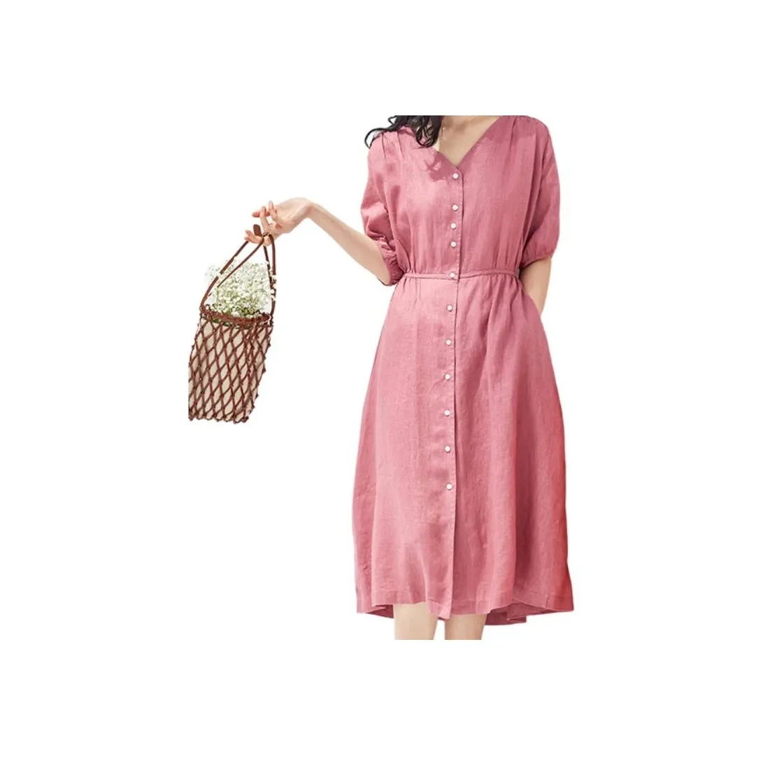 ZIMO Short Sleeved Dresses Women's Fuchsia