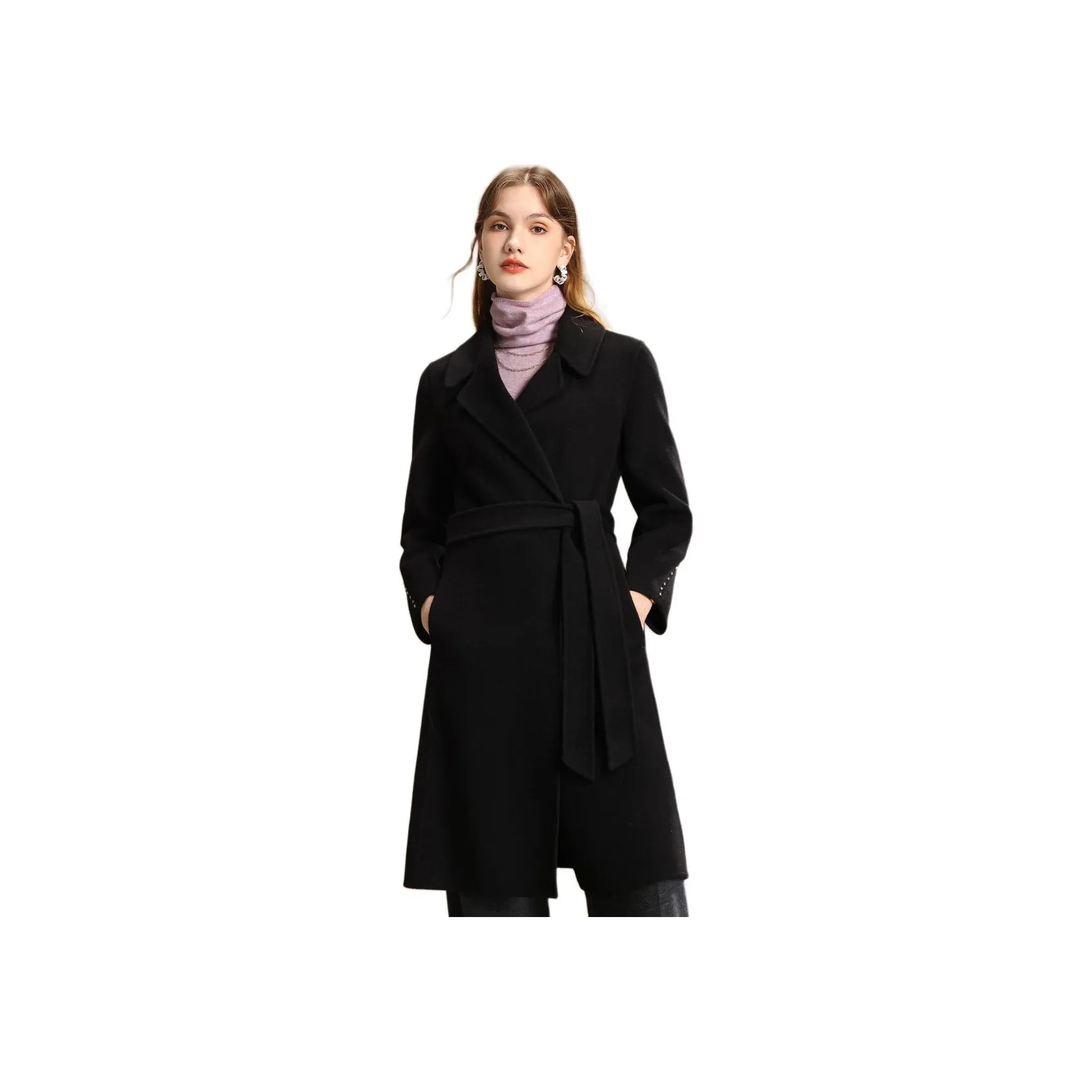 FENHONGMALI Coats Women's Black