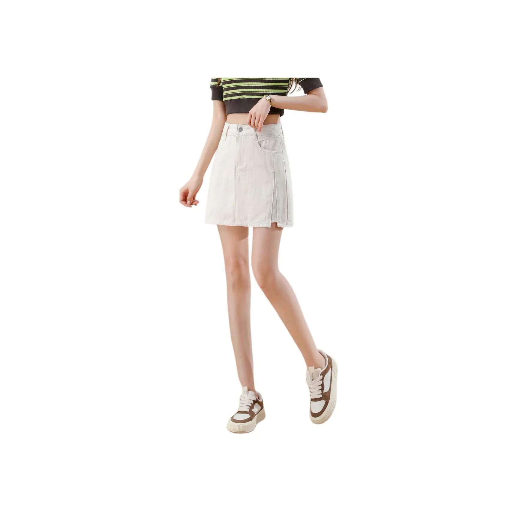 ORIGIN Denim Short Skirts Women's Beige Apricot