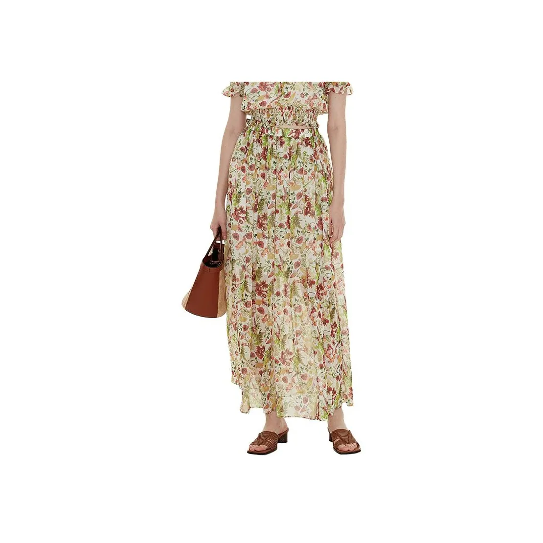 Caroline FW24 Повседневная длинная юбка женская с красными цветами