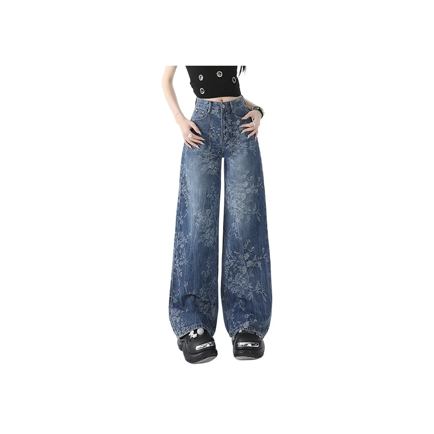 ACHIEVE ACHV Цветочный Бирюзовый Женские Джинсы