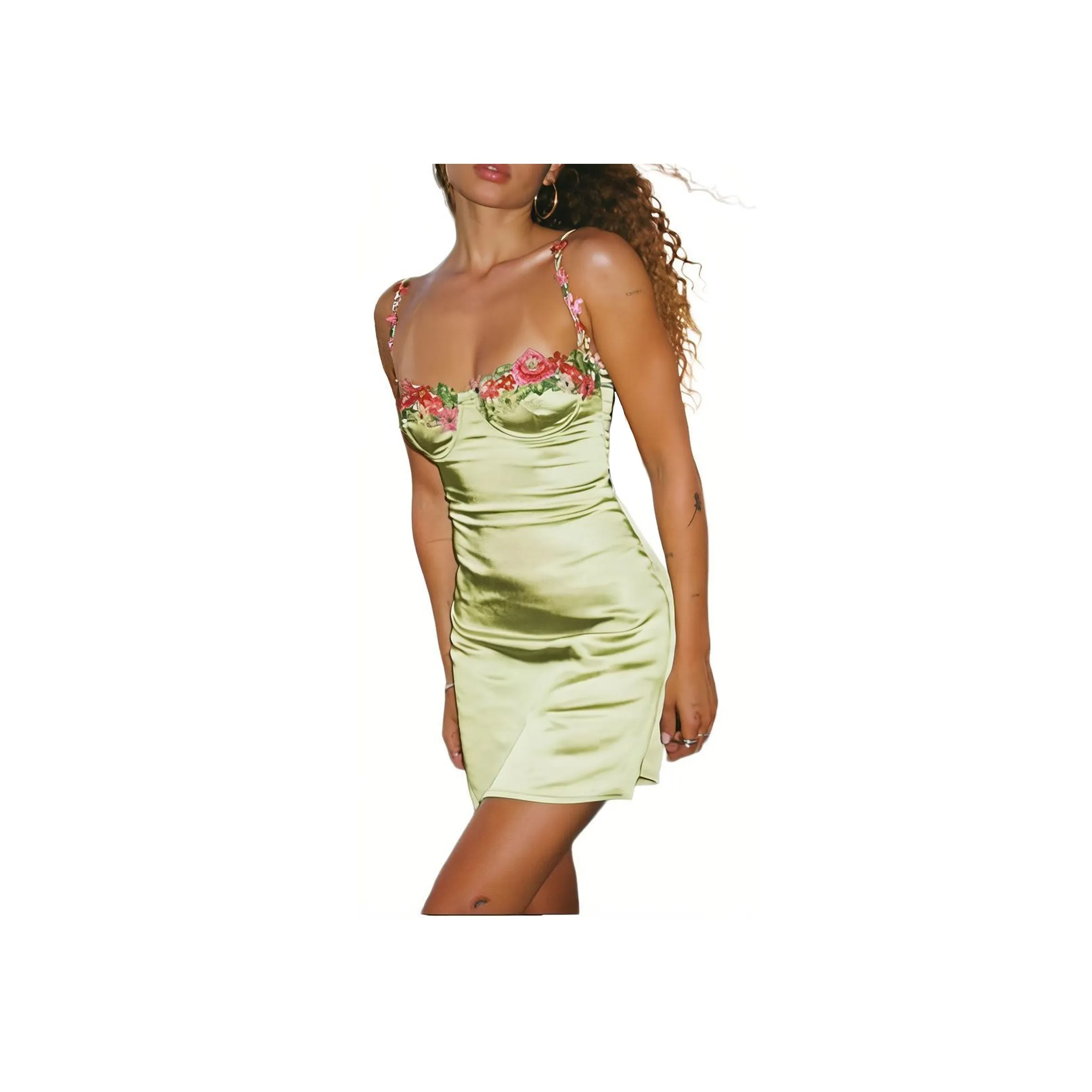 PRINCESS POLLY KENZIE MINI DRESS Slip Dress Women's Avocado Green