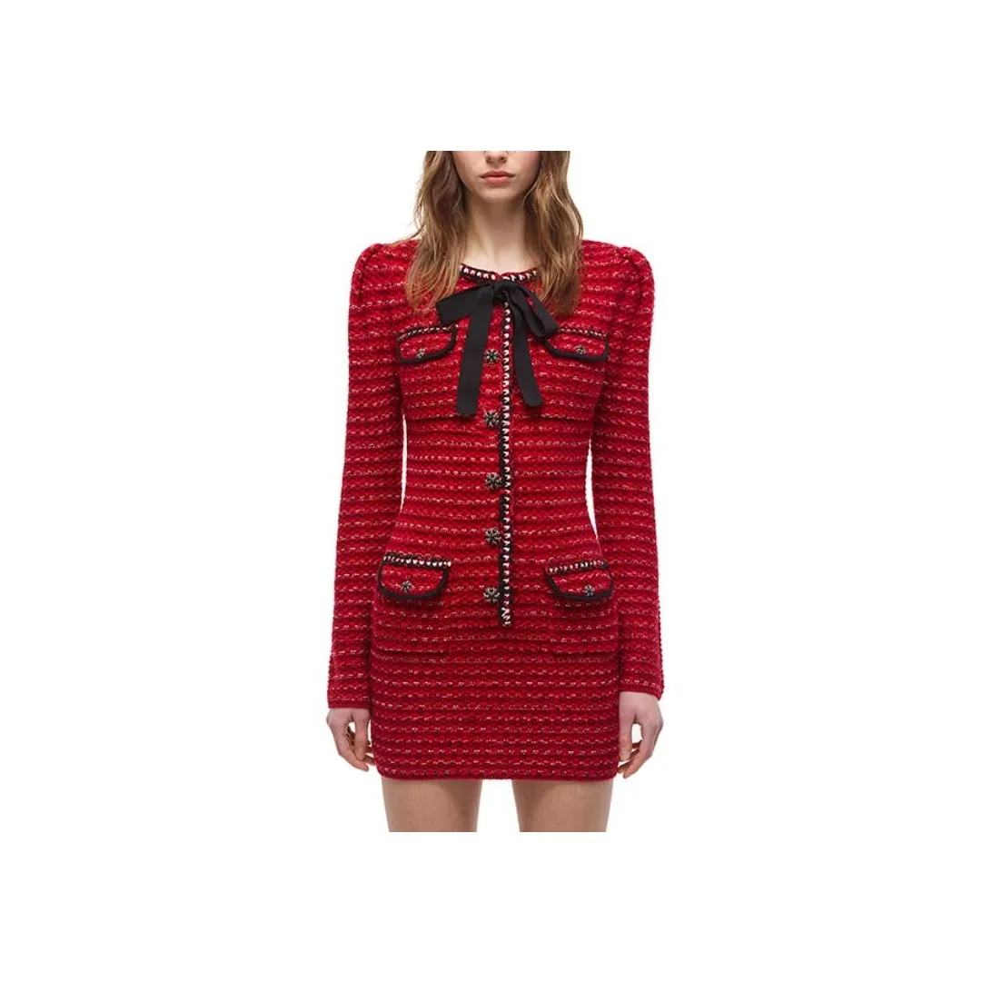 Self portrait Long Sleeved Dress Women's Red