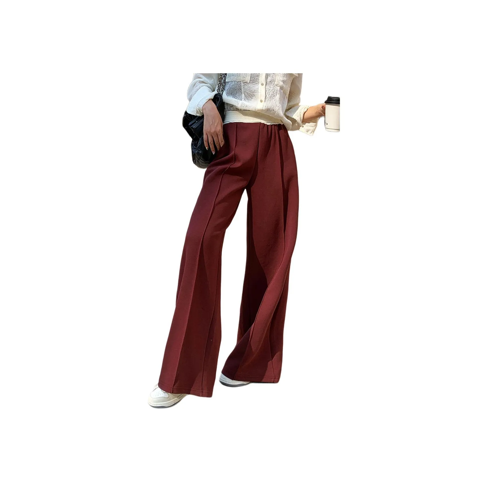 NANING9 Повседневные брюки Женские Бордовый