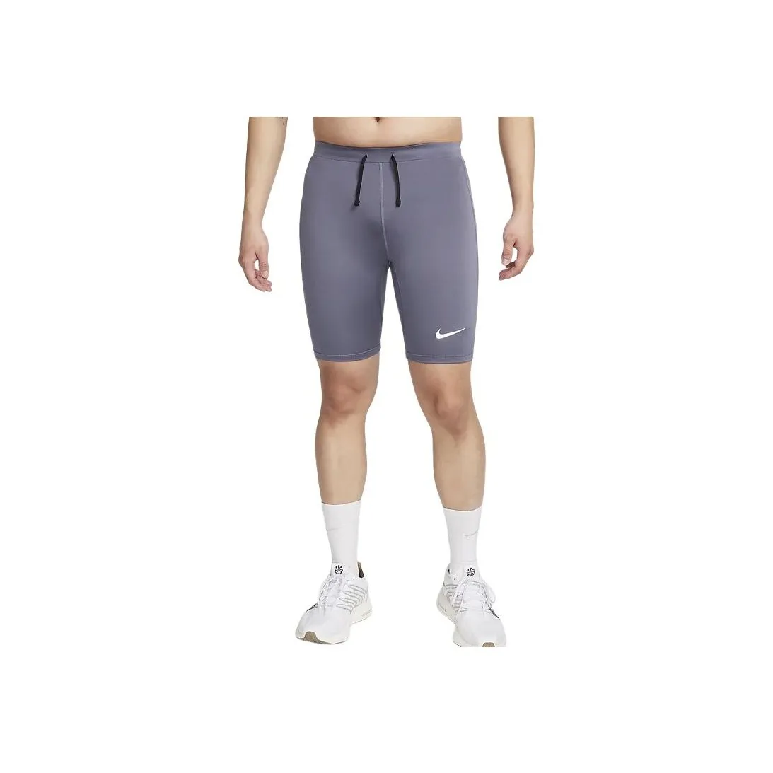 Nike Dri Fit Running 1 / 2 Length Tights Sports Shorts Men's Gray Purple