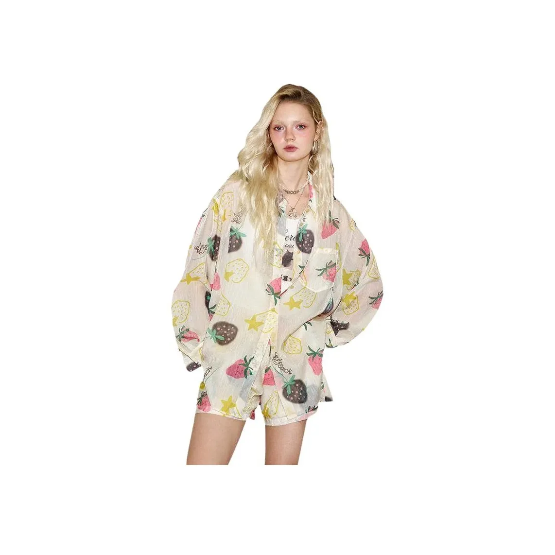 ELF SACK Casual Suit Women's Graffiti Holiday Yellow