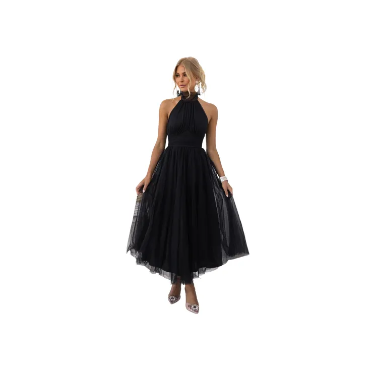 Elegant Plain Gauze Dress Women