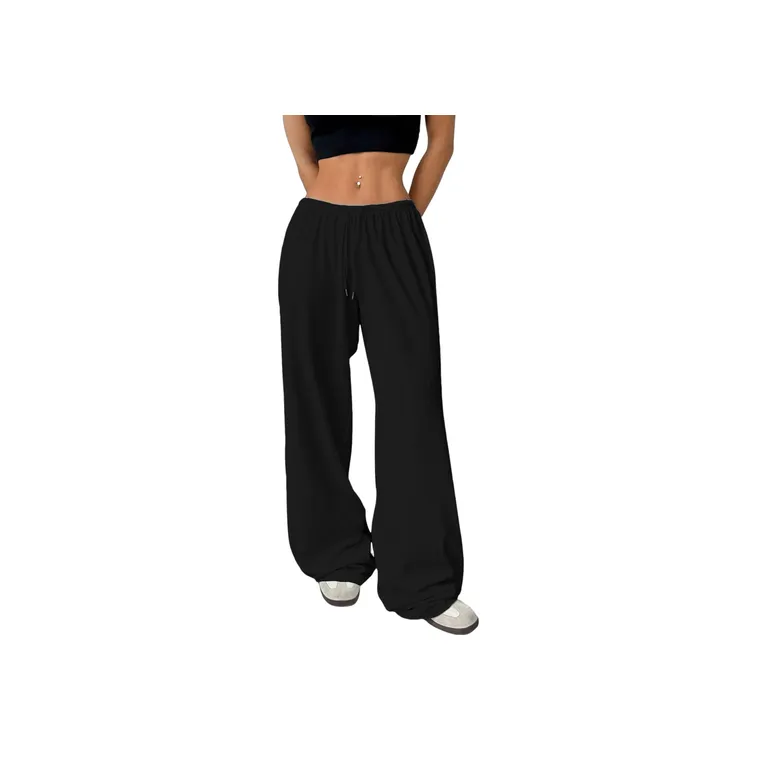 Fashion Loose Straight Wide Leg Polyester Sports Pants Women